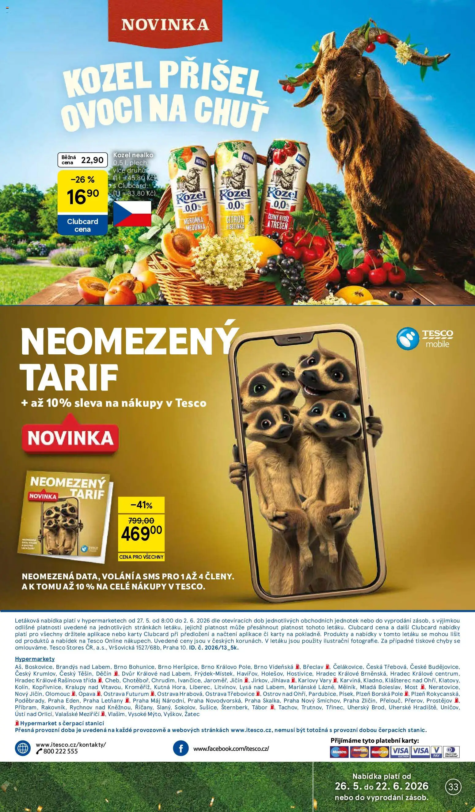 Tesco leták - Hypermarket od 27.05.2026 | Strana: 33 | Produkty: Kozel, Plech, Citron, Futurum