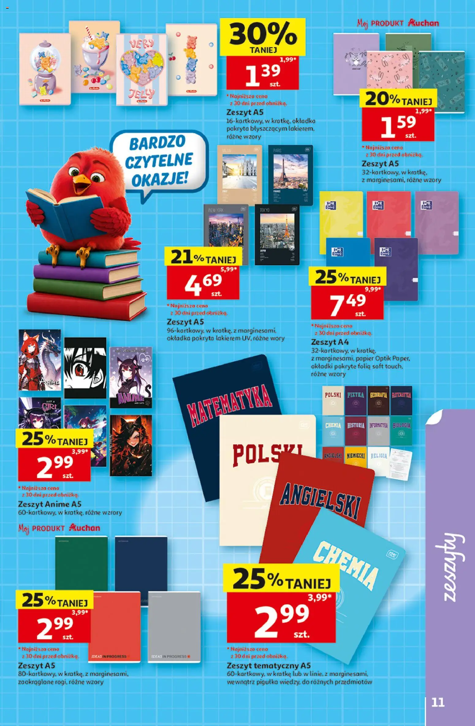 Auchan gazetka - 30 Lat Hipermarket od 16.07.2026 | Strona: 11 | Produkty: Zeszyt