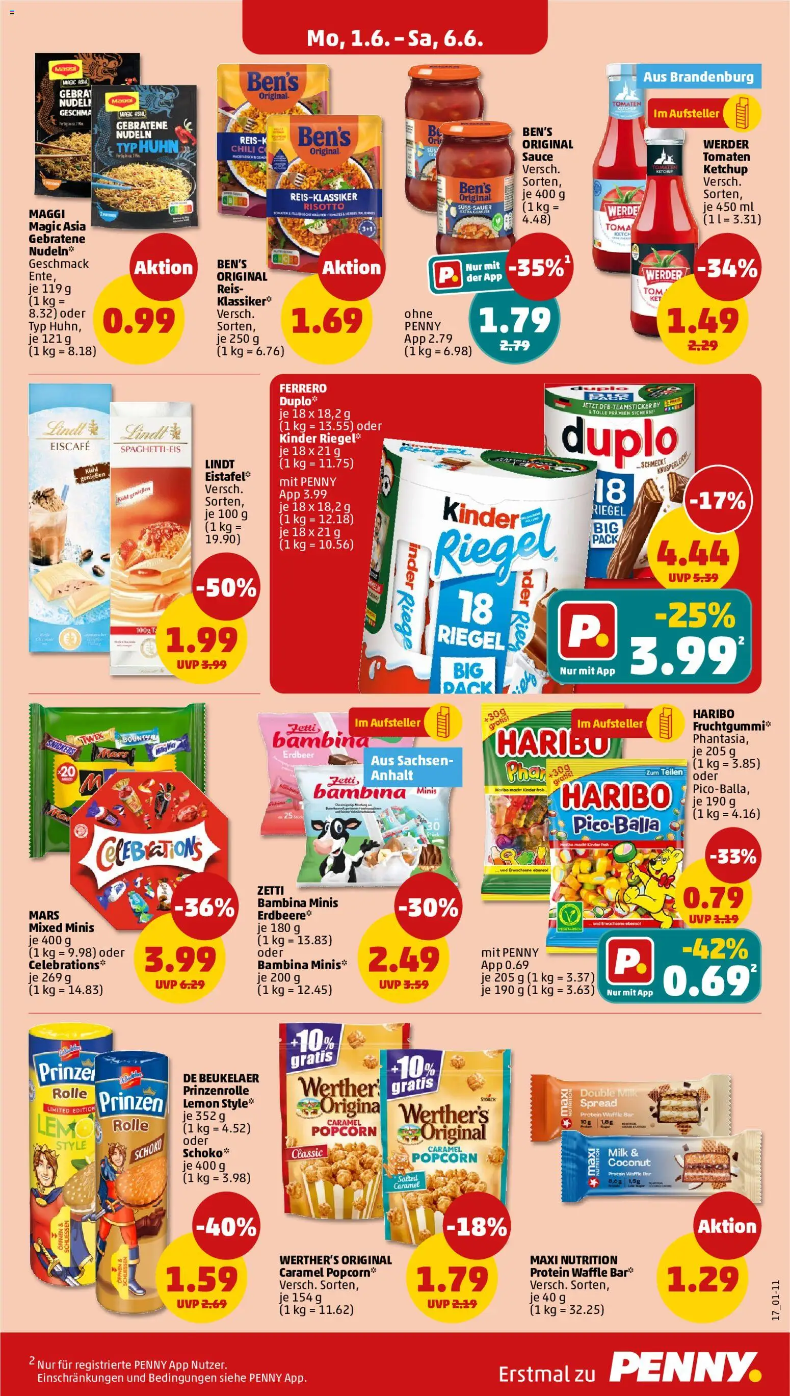 Penny Prospekt – gültig ab 01.06.2026 | Seite: 17 | Produkte: Tomaten, Twix, Nudeln, Ketchup