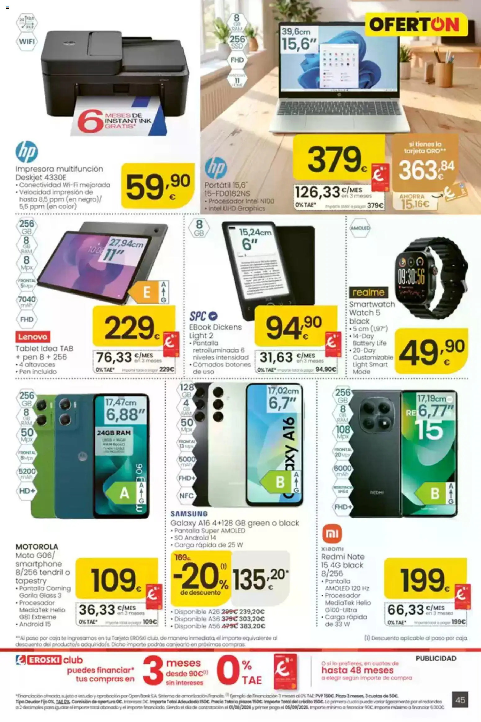 Eroski É bo que sexa de aquí │ válido desde el 30/07/2026 | Página: 45 | Productos: Altavoces, Smartphone, Impresora, Caja