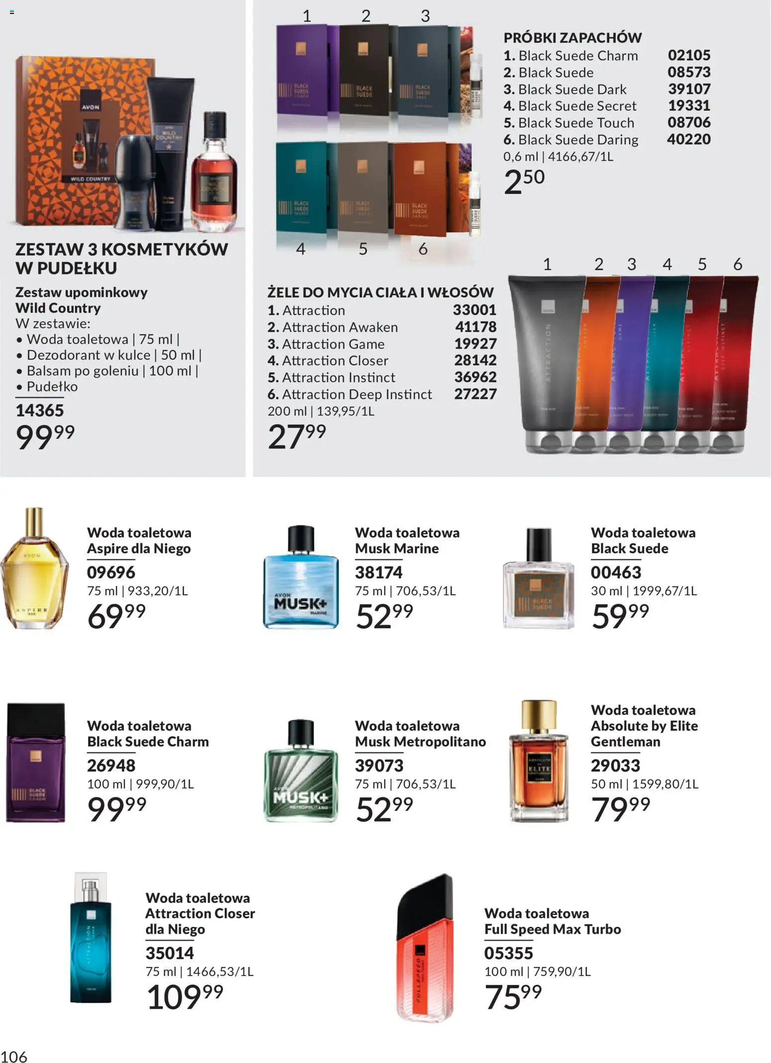 Avon Katalog 6 2026 od 01.06.2026 | Strona: 106 | Produkty: Woda toaletowa, Balsam po goleniu, Dezodorant, Woda
