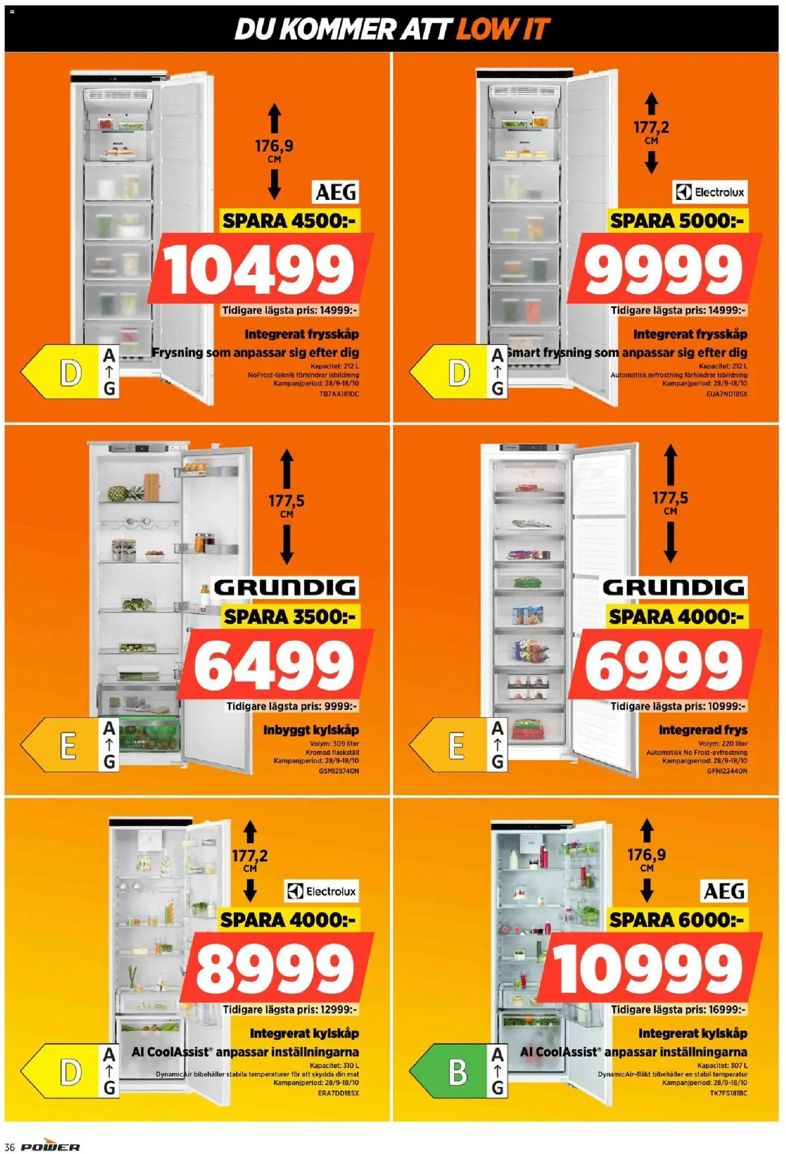 Power reklamblad aktuell från 12/10/2026 | Sida: 36 | Produkter: Kylskåp, Frys