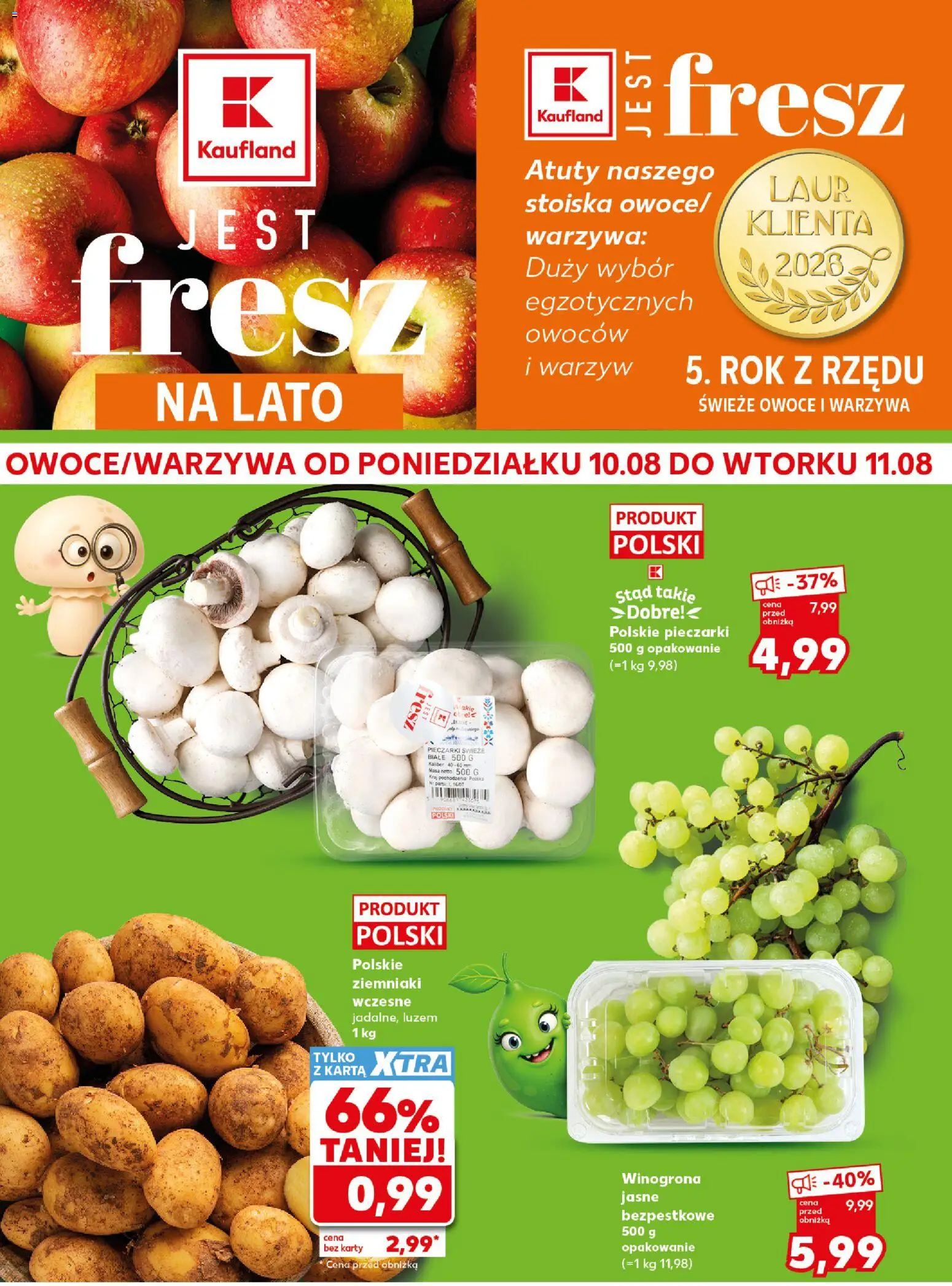 Kaufland Polsko leták - Mocny start od 10.08.2026 | Strana: 2 | Produkty: Karty
