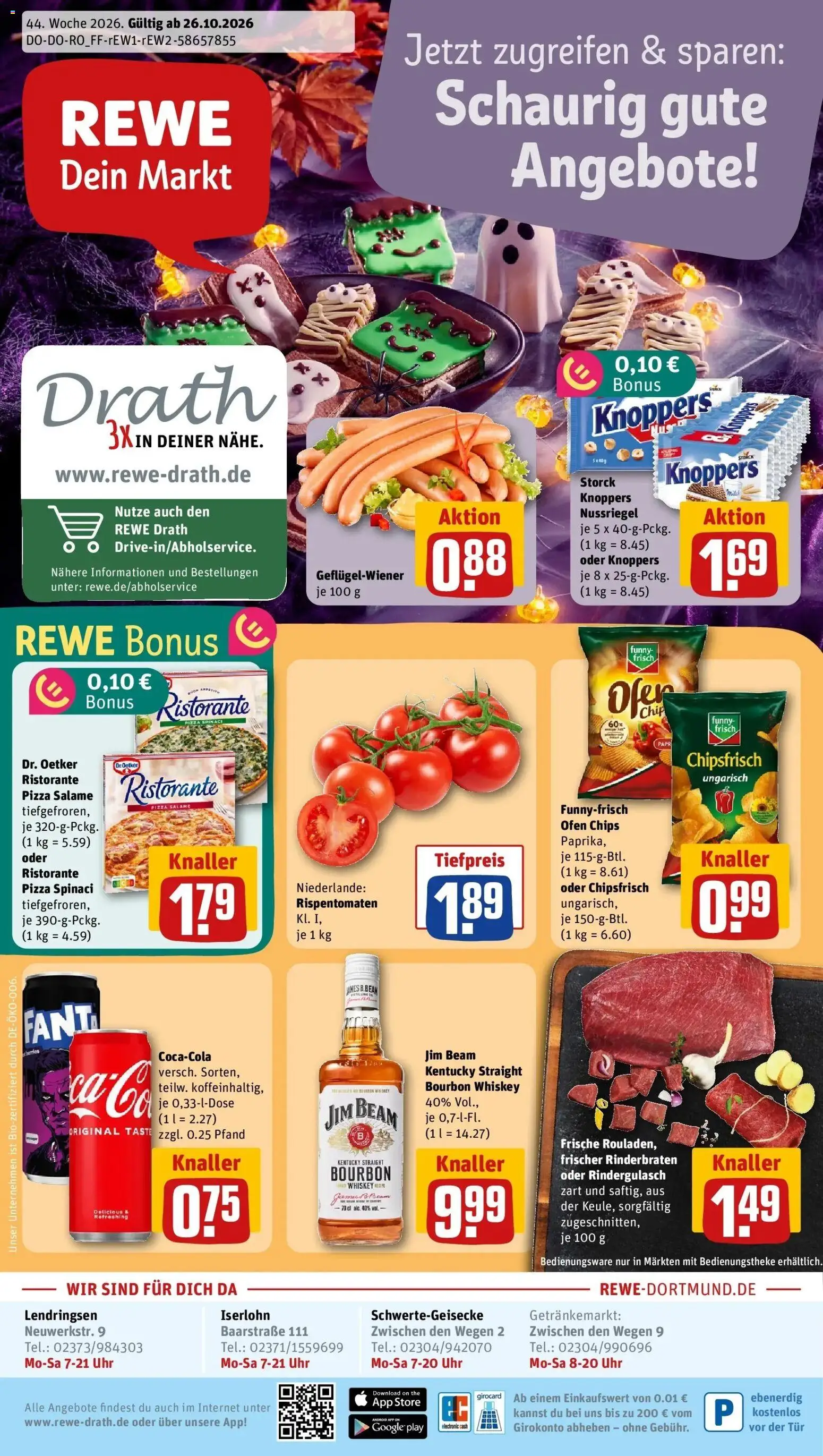 REWE Prospekt ab 26.10.2026 zum Blättern » Angebote | Seite: 1 | Produkte: Ristorante, Funny frisch, Tür, Pizza