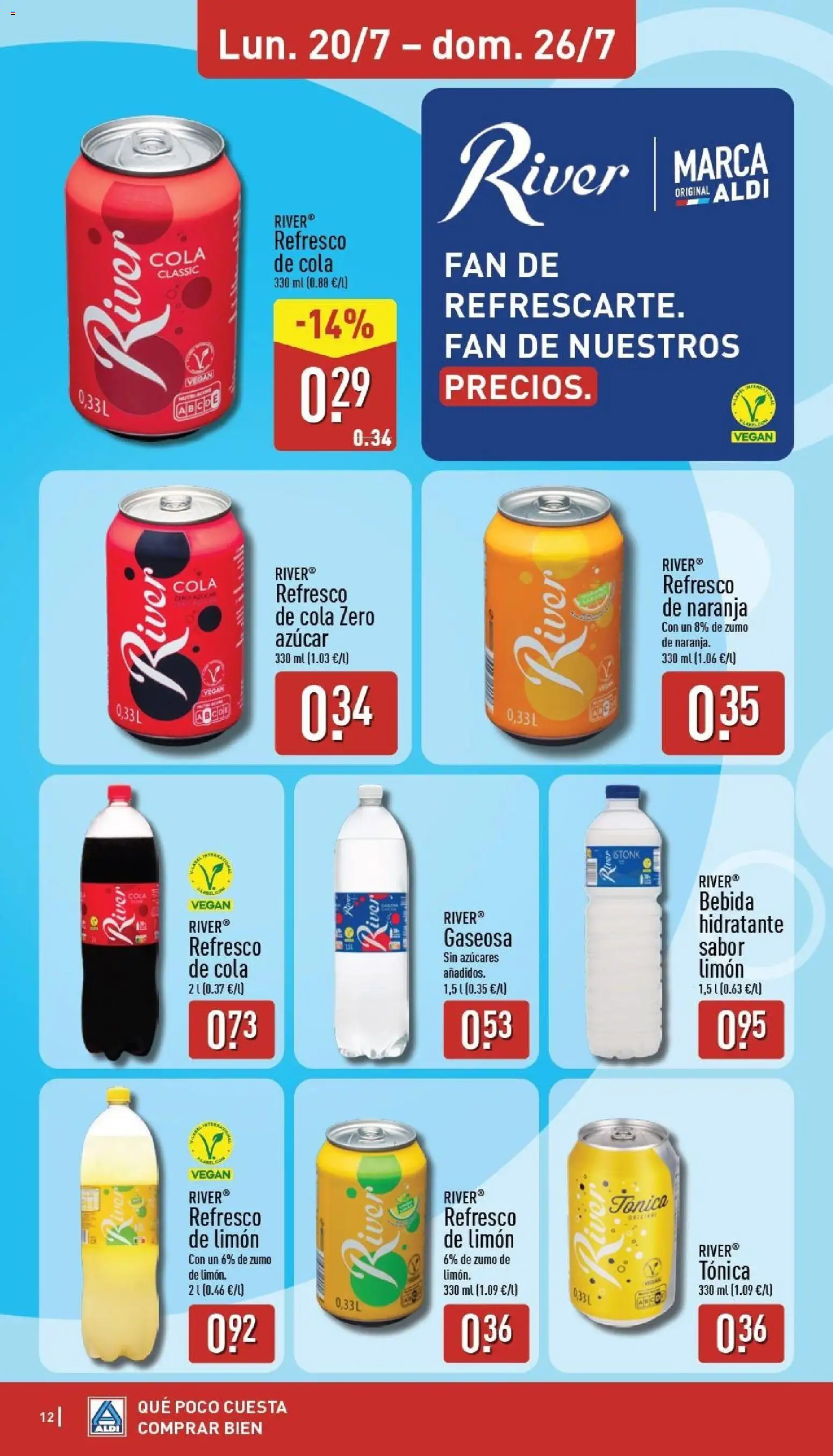 Aldi folleto Península │ válido desde el 20/07/2026 | Página: 12 | Productos: Zumo, Azúcar, Zumo de naranja, Gaseosa