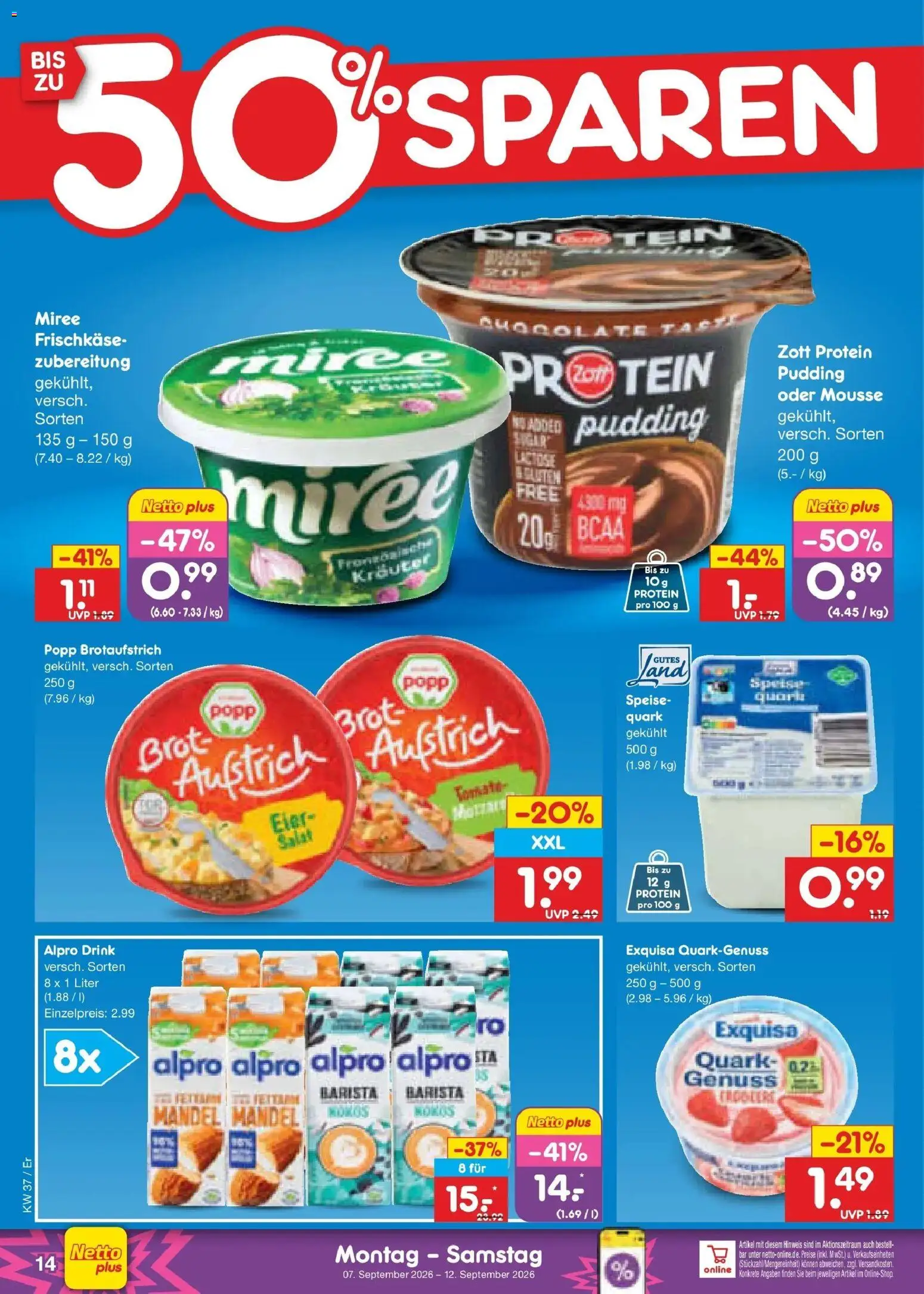 Netto Marken-Discount Prospekt Naumburg – gültig ab 07.09.2026 | Seite: 20 | Produkte: Pudding, Alpro, Salat, Frischkase