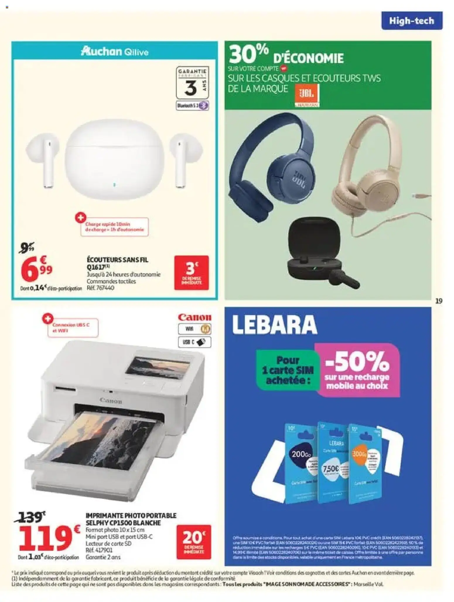 {H1} | Page: 19 | Produits: Imprimante, Écouteurs, USB, Écouteurs sans fil