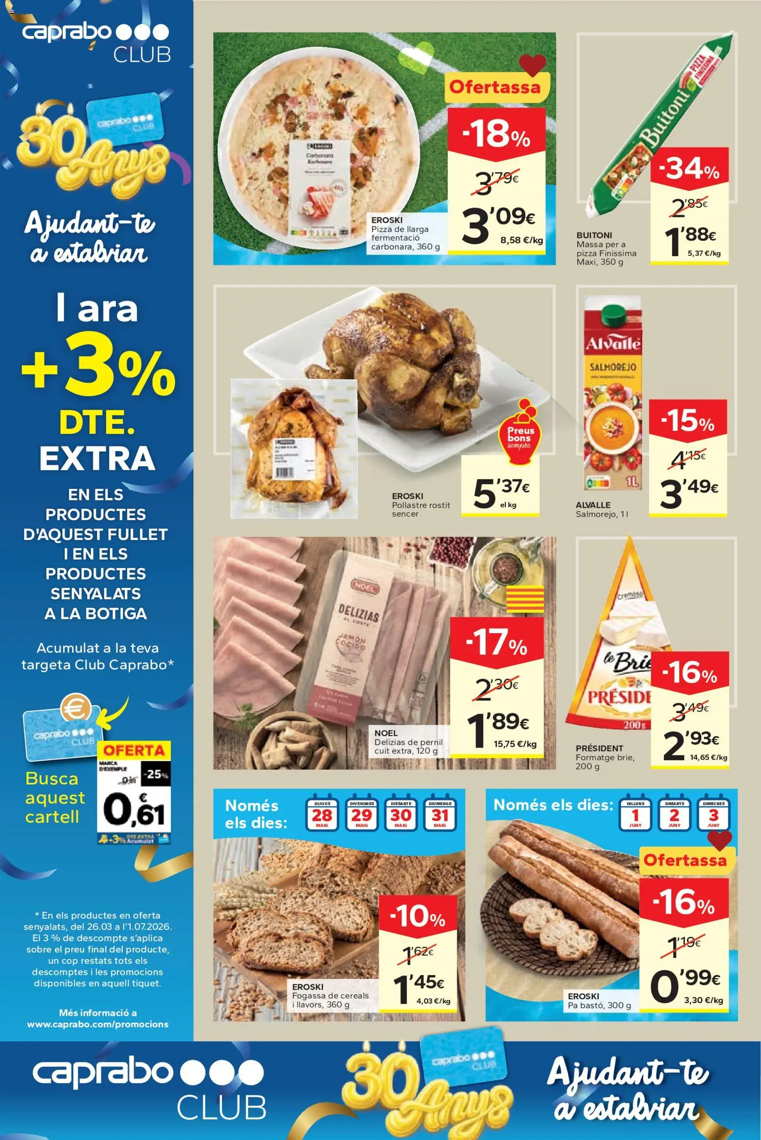 Caprabo Ofertasses d'estiu │ válido desde el 28.05.2026 | Página: 4 | Productos: Jamón, Pizza
