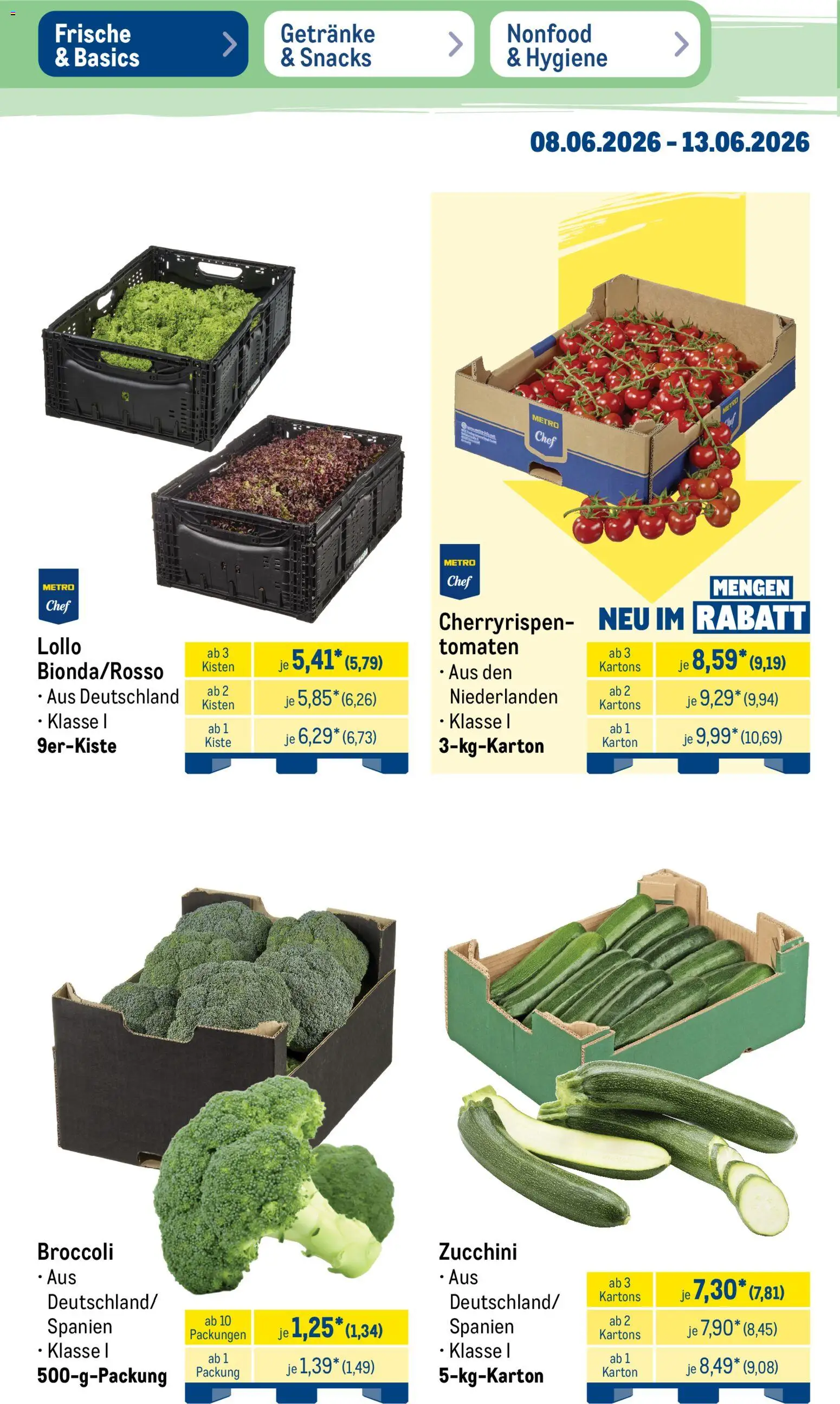 Metro Prospekt – gültig ab 08.06.2026 | Seite: 10 | Produkte: Tomaten, Zucchini