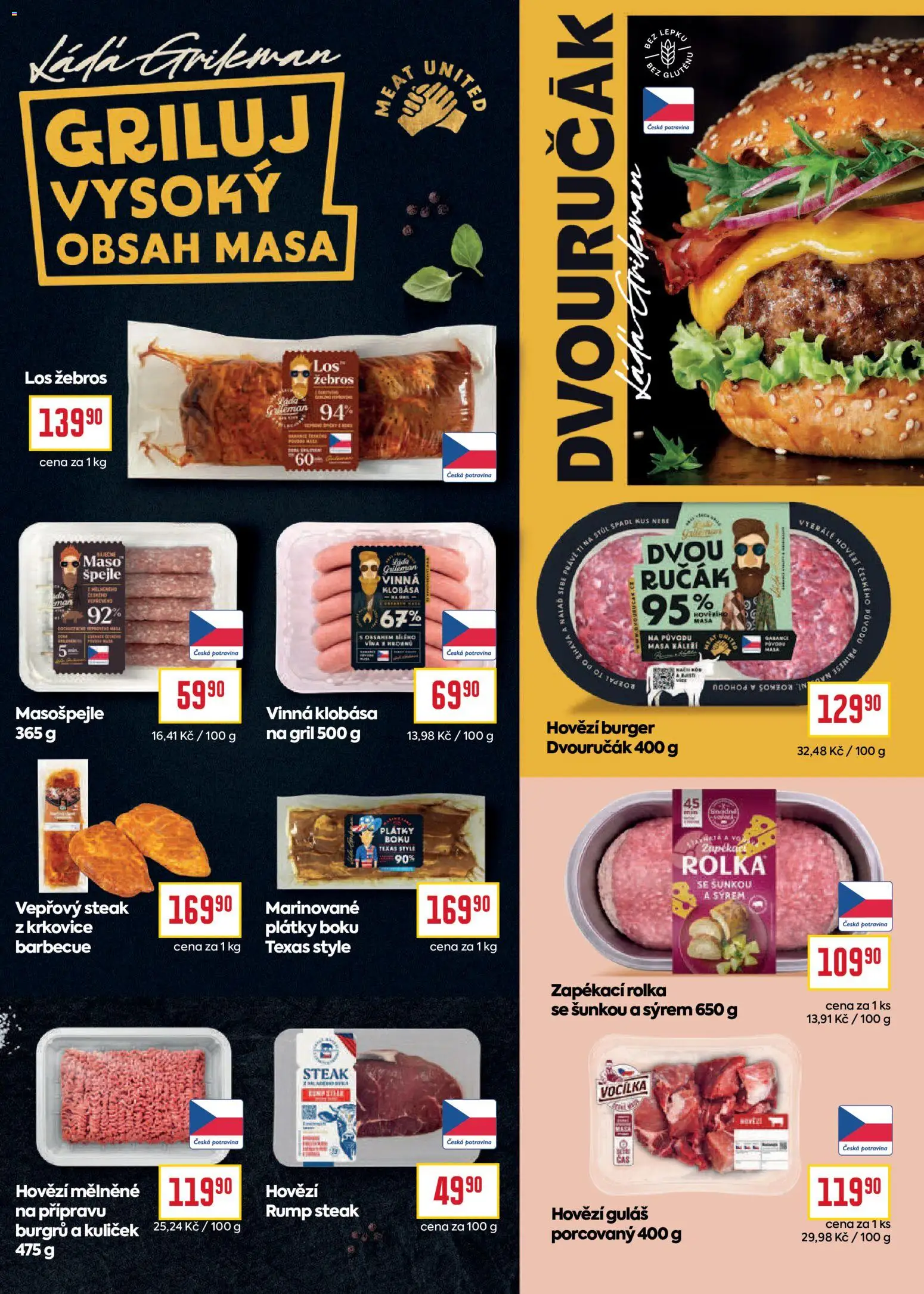 Billa leták - Vaše oblíbené značky od 12.08.2026 | Strana: 6 | Produkty: Rump steak, Hovězí burger, Vepřový steak, Maso