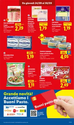 Anteprima del volantino Affettato di petto di tacchino o di pollo, Senza glutine 140 g confezione valido a partire dal 24/09/2026 | Pagina: 15