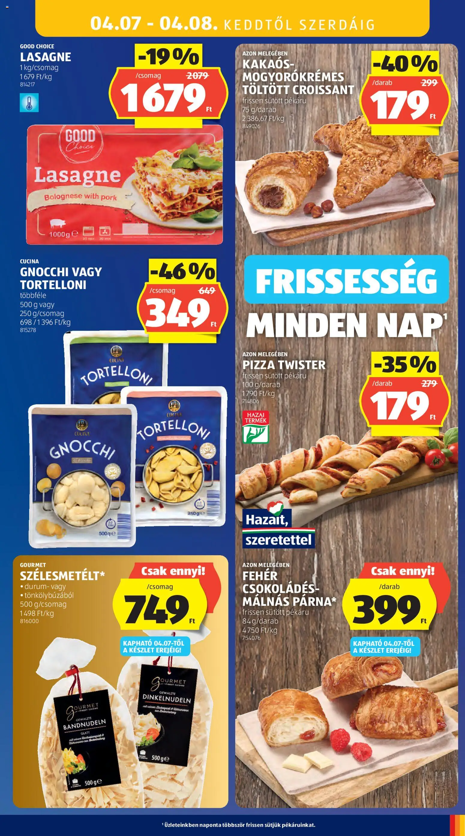 Aldi akciós ujság - amely érvényes a következő dátumtól: 2026.04.02. | Oldal: 41 | Termékek: Croissant, Pizza, Gnocchi, Lasagne