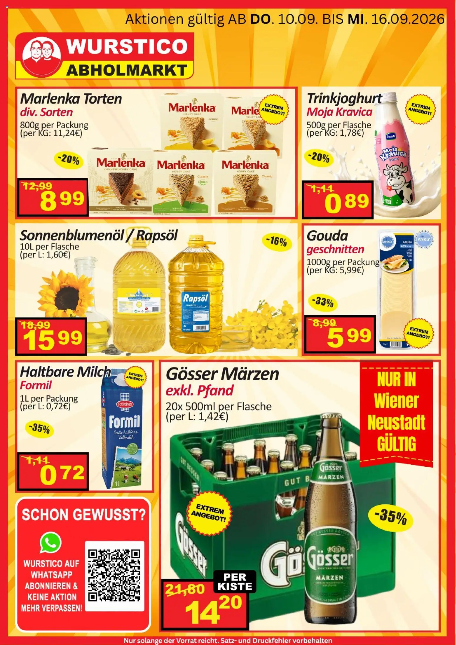 Wurstico Abholmarkt Flugblatt gültig ab 10.09.2026 | Seite: 2 | Produkte: Vollmilch, Rapsöl, Milch