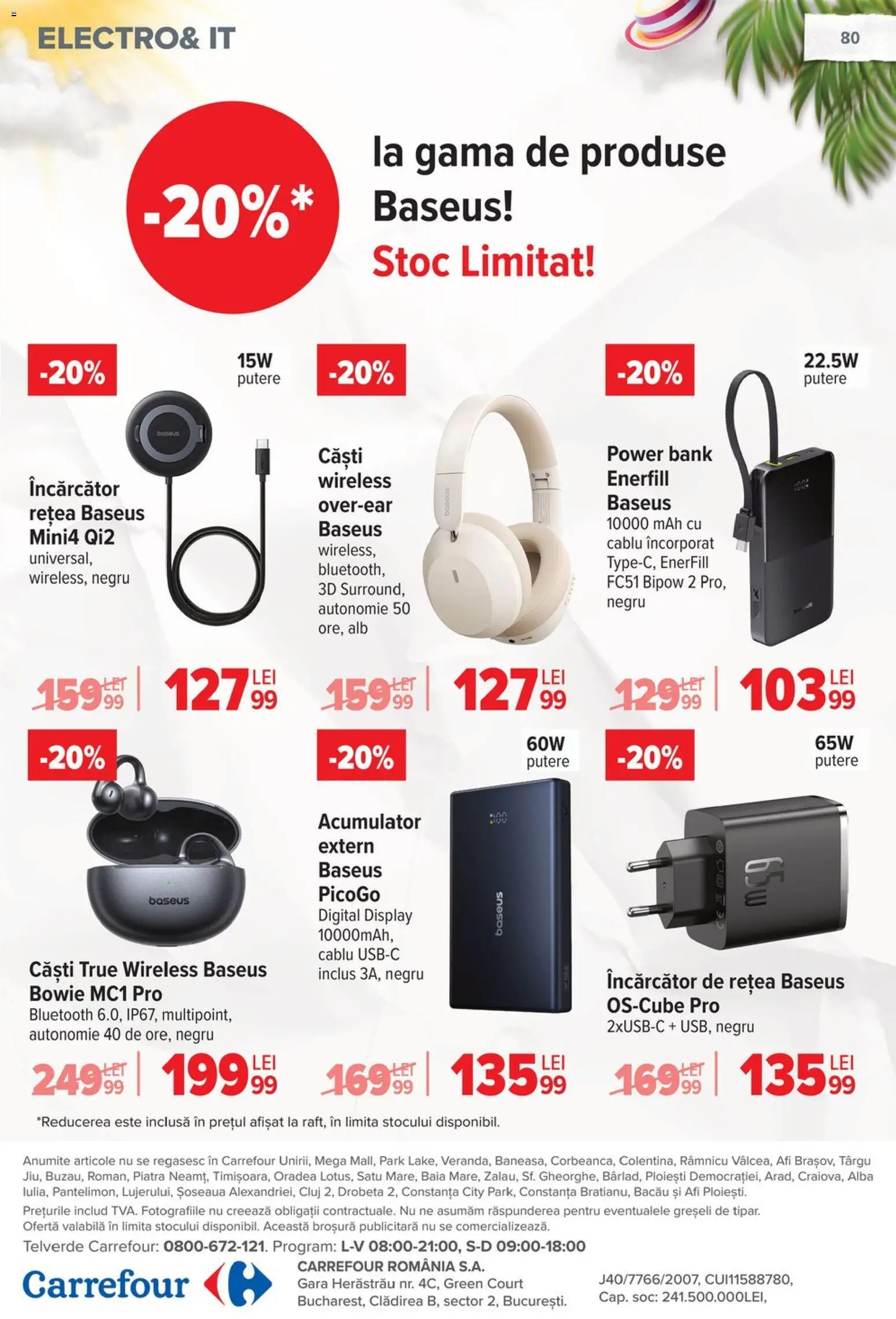Noul catalog Carrefour – valabil de la 17.06.2026 | Pagină: 81 | Produse: Încărcător, Căști, Cablu