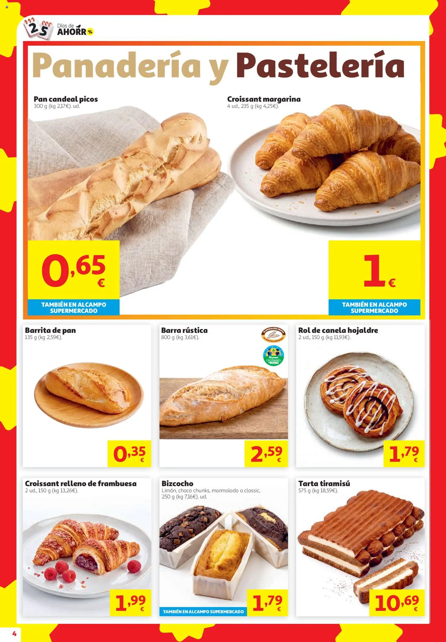 Alcampo HG Unico │ válido desde el 08/10/2026 | Página: 4 | Productos: Tiramisú, Tarta, Croissant relleno, Croissant