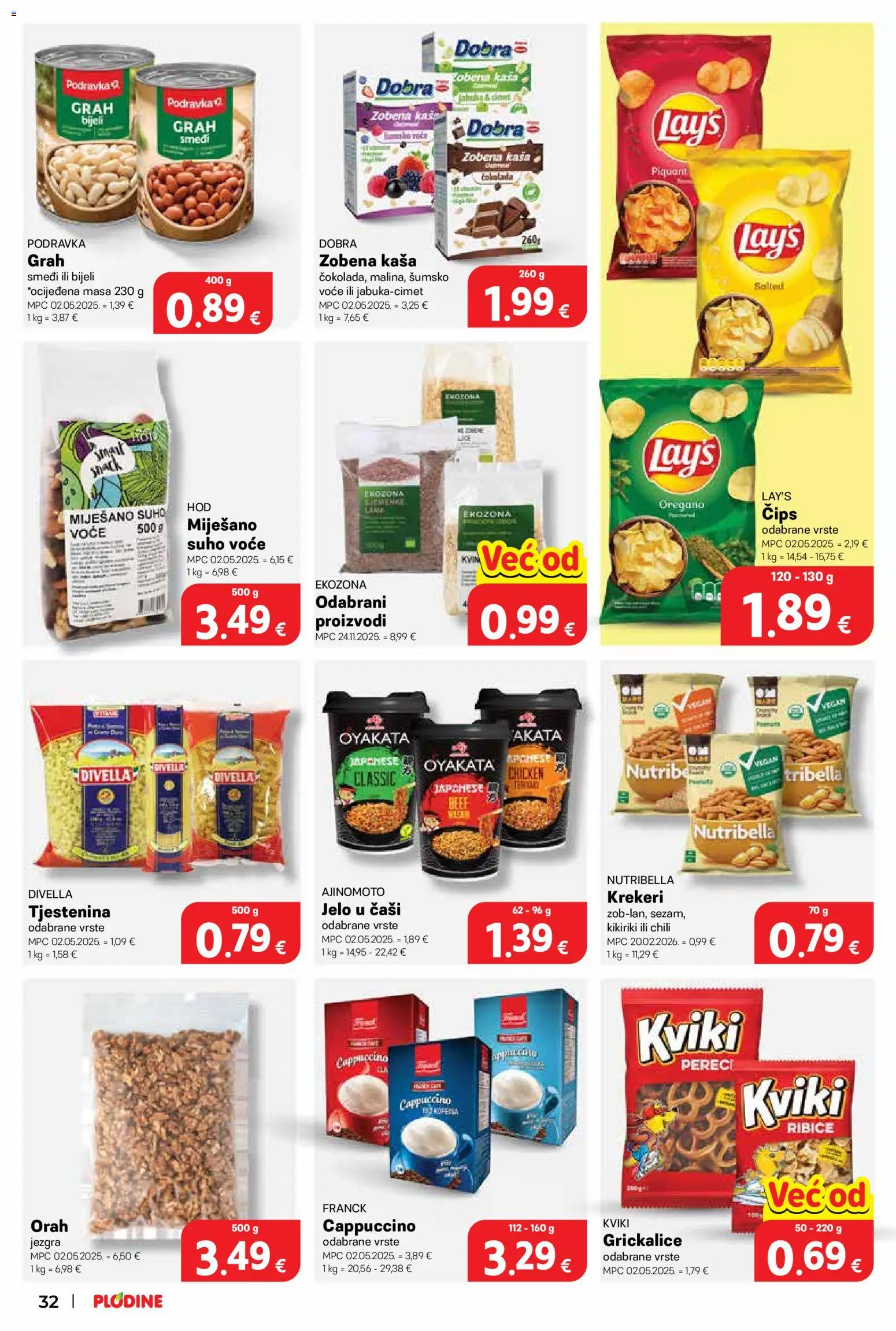 Plodine katalog | vrijedi od 12.08.2026 | Stranica: 32 | Proizvodi: Podravka, Voće, Krekeri, Pereci
