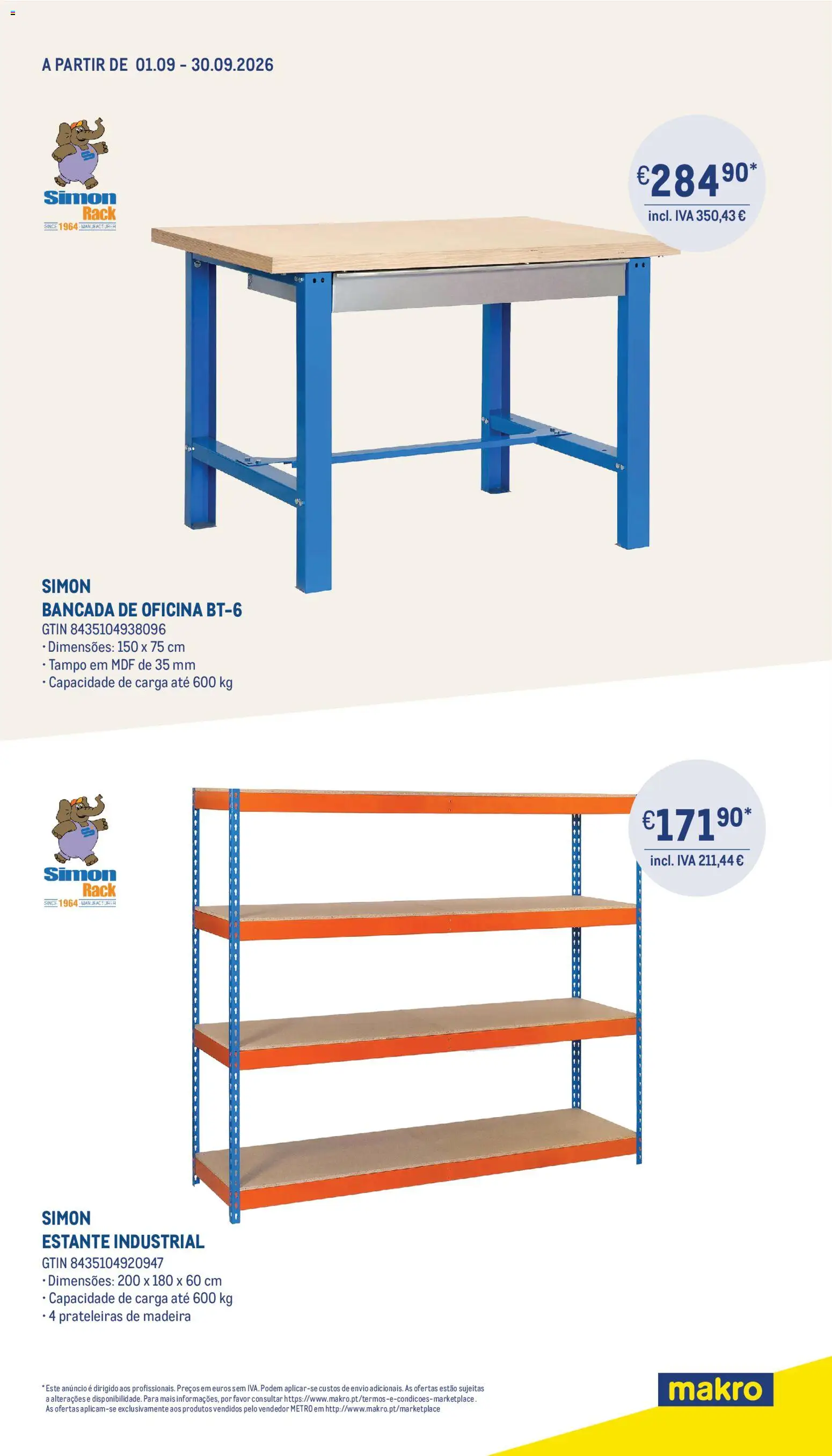 Makro Tudo Para o Regresso ao Escritorio Marketplace │ válido de 01/09/2026 | Página: 4 | Produtos: Bancada, Estante