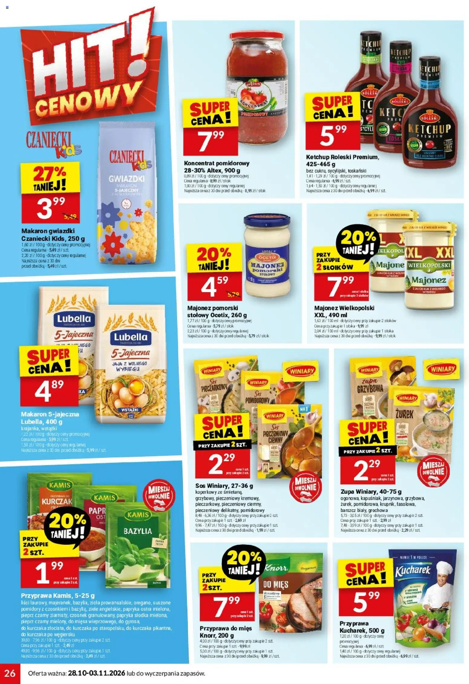 Twój Market gazetka od 28.10.2026 | Strona: 26 | Produkty: Zupa, Pomidory, Jaja, Sos
