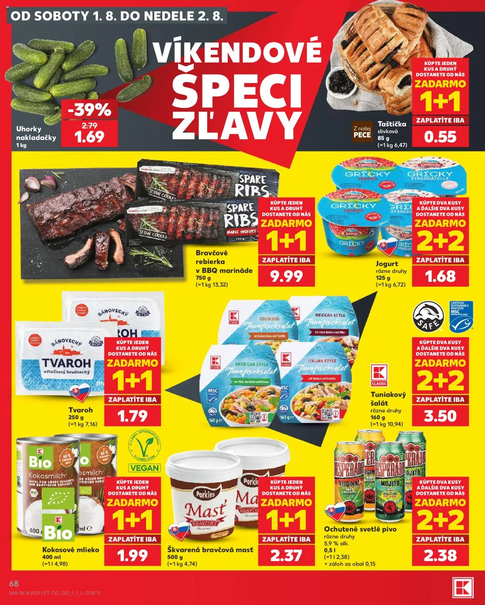 Nové Kaufland akcie – leták je platný od 30.07.2026 | Strana: 68 | Produkty: Mlieko, Pivo, Jogurt, Tvaroh