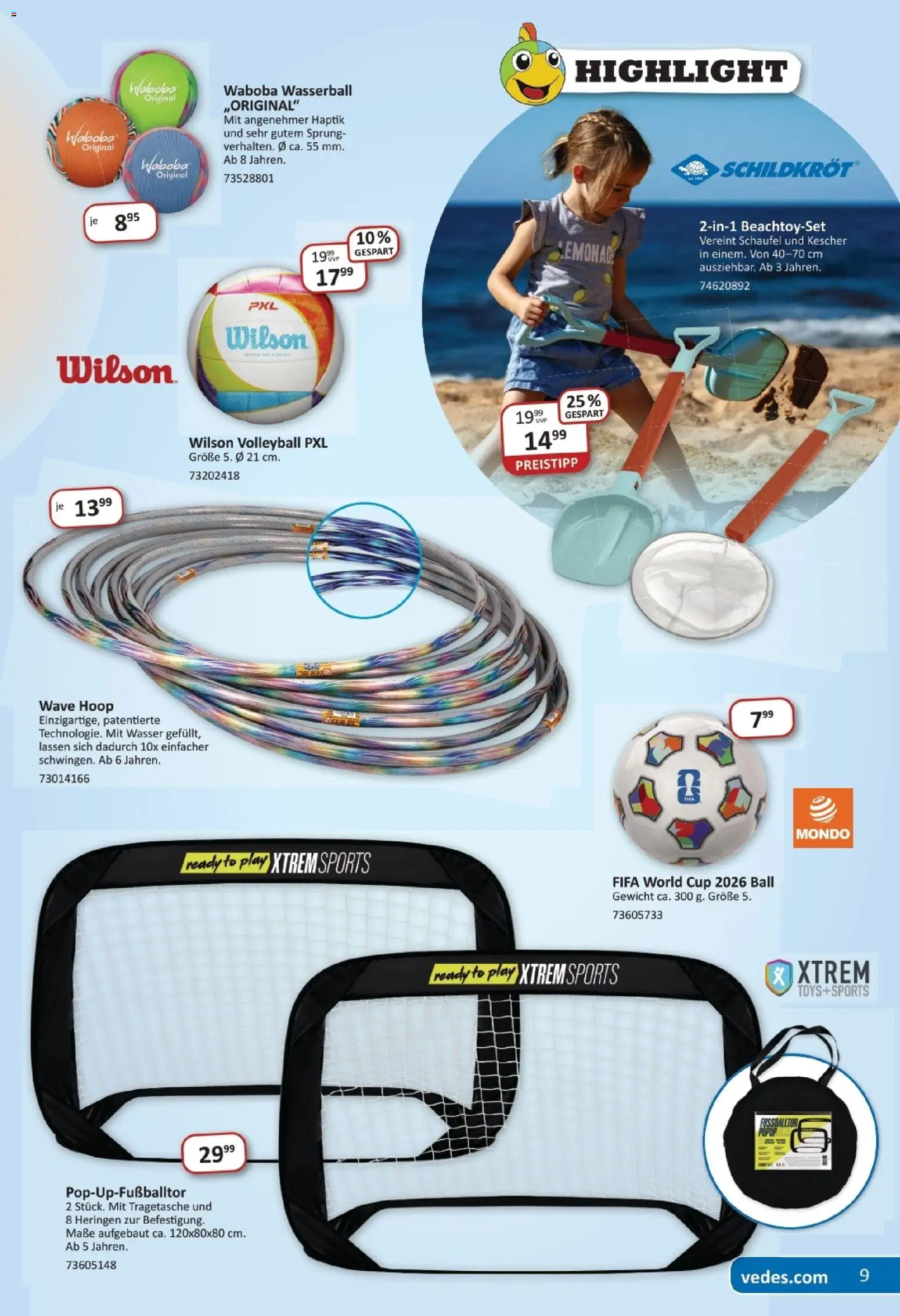 Vedes Prospekt 	 – gültig ab 12.05.2026 | Seite: 9 | Produkte: Gewicht, Wasser, Volleyball