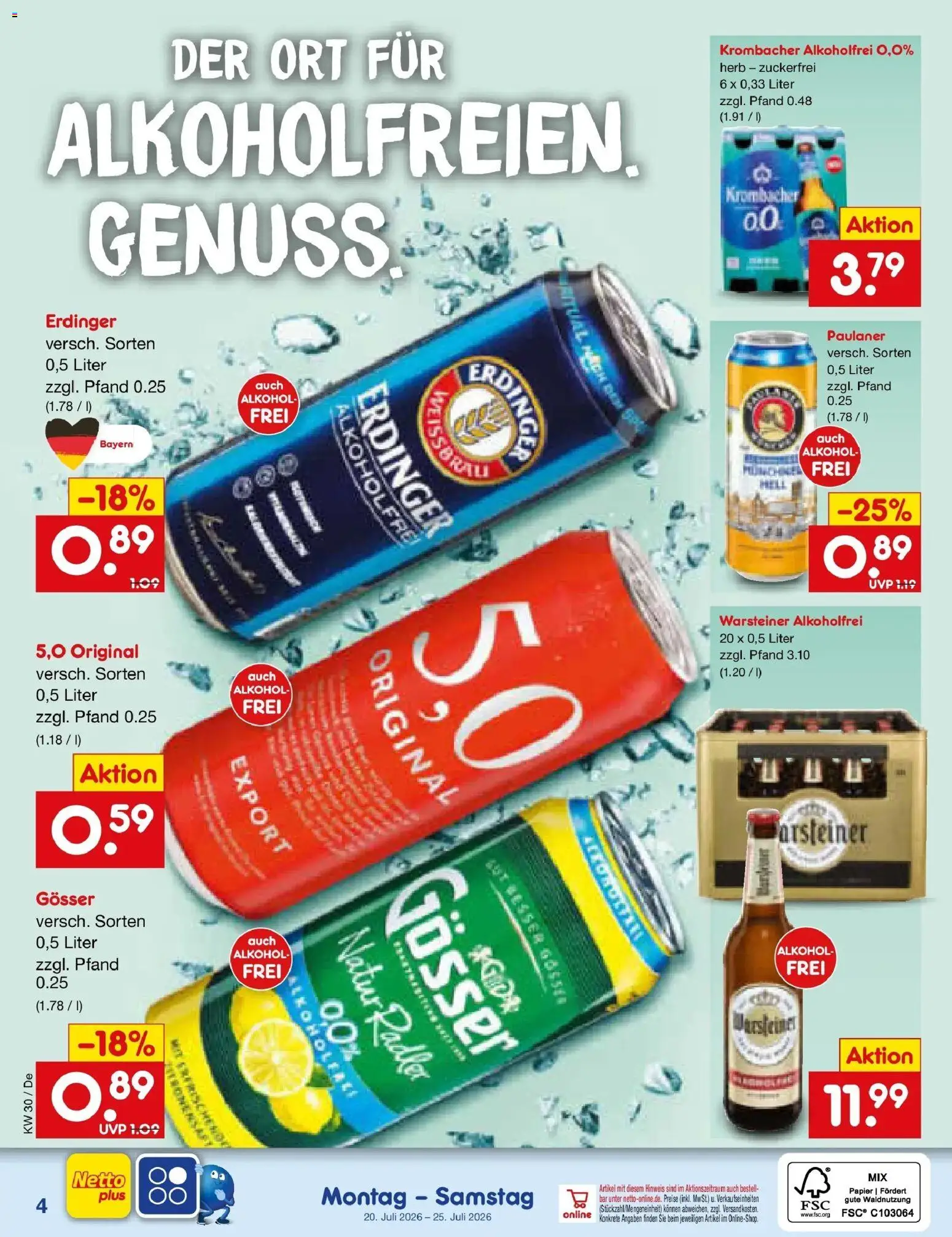 Netto Marken-Discount Prospekt Waiblingen-Bittenfeld – gültig ab 20.07.2026 | Seite: 55 | Produkte: Erdinger, Warsteiner, Krombacher, Paulaner