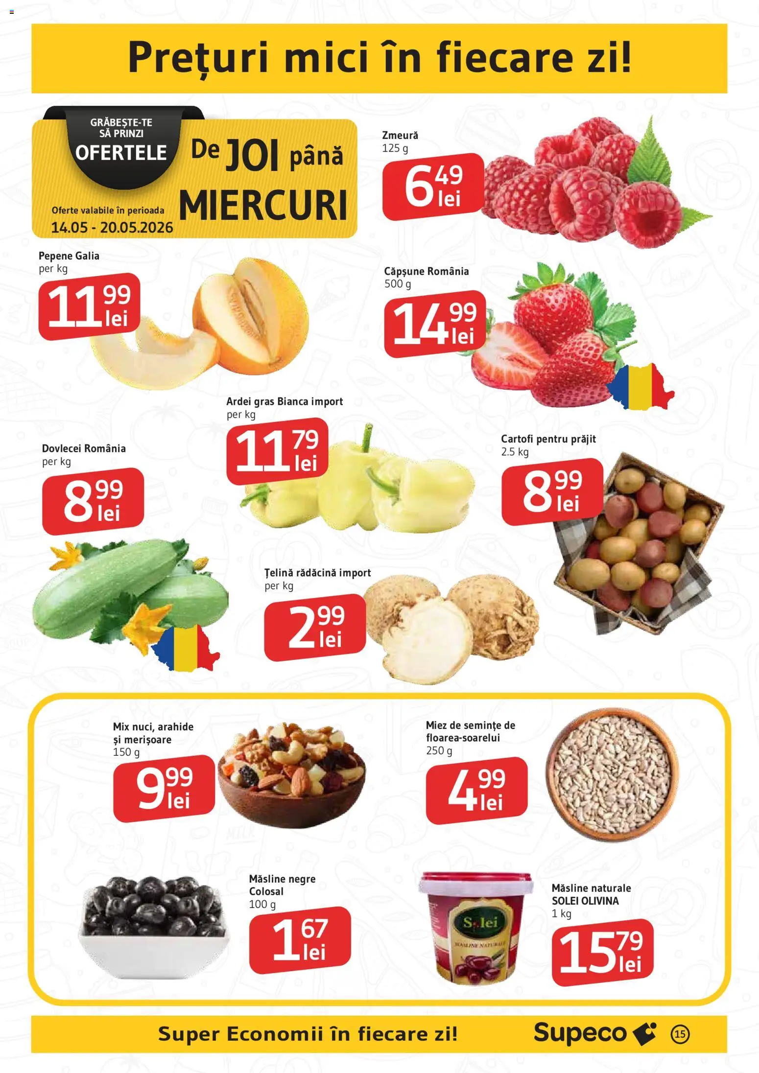Noul catalog Supeco – valabil de la 14.05.2026 | Pagină: 15 | Produse: Măsline, Ardei, Semințe, Cartofi