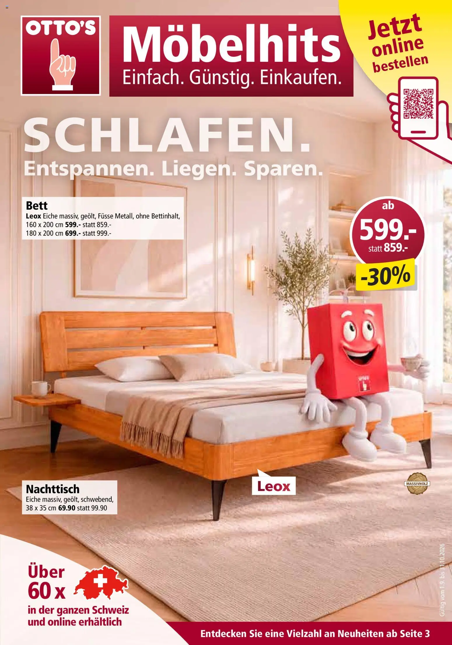 Otto's Aktionen Möbelflyer – gültig ab 01.09.2026 | Seite: 1 | Produkte: Nachttisch, Bett