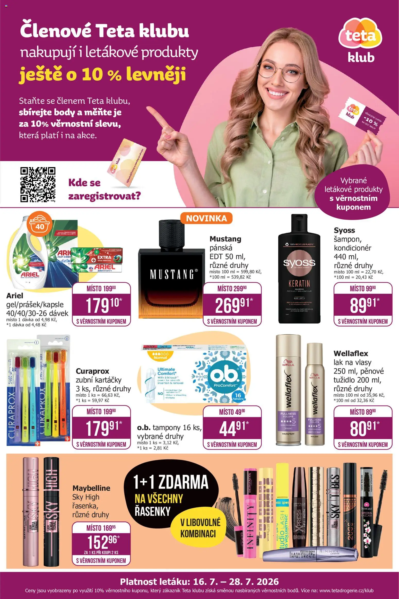 TETA Drogerie leták - Klub od 16.07.2026 | Strana: 1 | Produkty: Miss Sporty, Rimmel London, Curaprox, Tužidlo