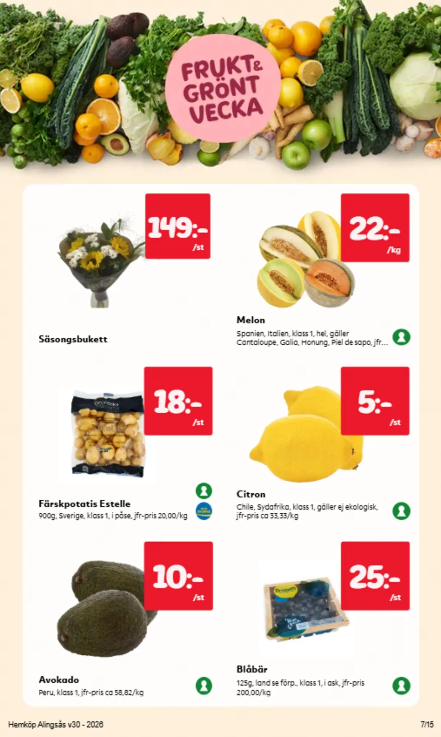 Hemköp reklamblad aktuell från 20/07/2026 | Sida: 10 | Produkter: Färskpotatis, Galler, Citron, Blåbär