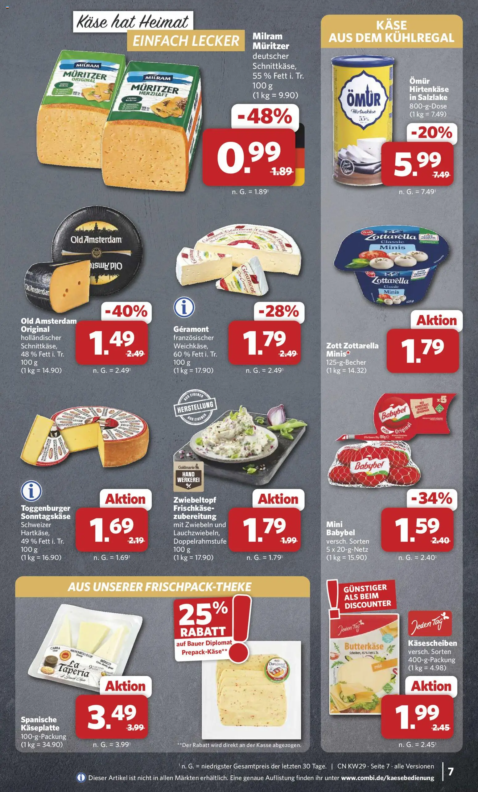 Combi Prospekt – gültig ab 13.07.2026 | Seite: 7 | Produkte: Geramont, Zwiebeln, Milram, Babybel