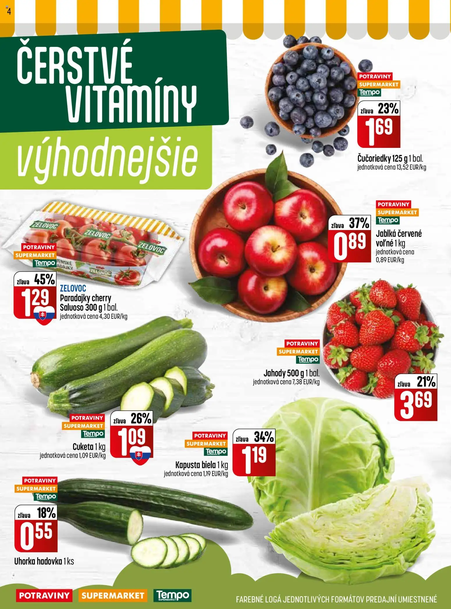 Nové COOP Jednota akcie – leták je platný od 25.06.2026 | Strana: 4 | Produkty: Kapusta, Jablká, Čučoriedky, Jahody