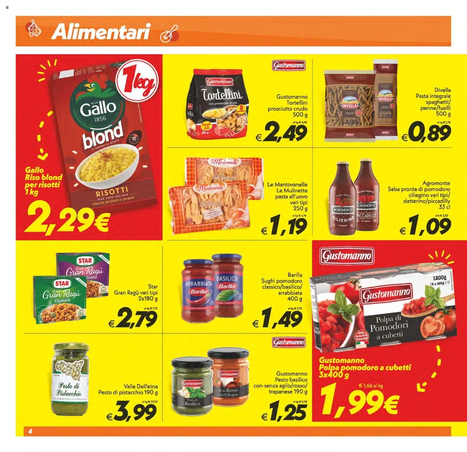 Volantino SuperConveniente del 13/10/2026 | Pagina: 4 | Prodotti: Prosciutto Crudo, Riso, Divella, Salsa
