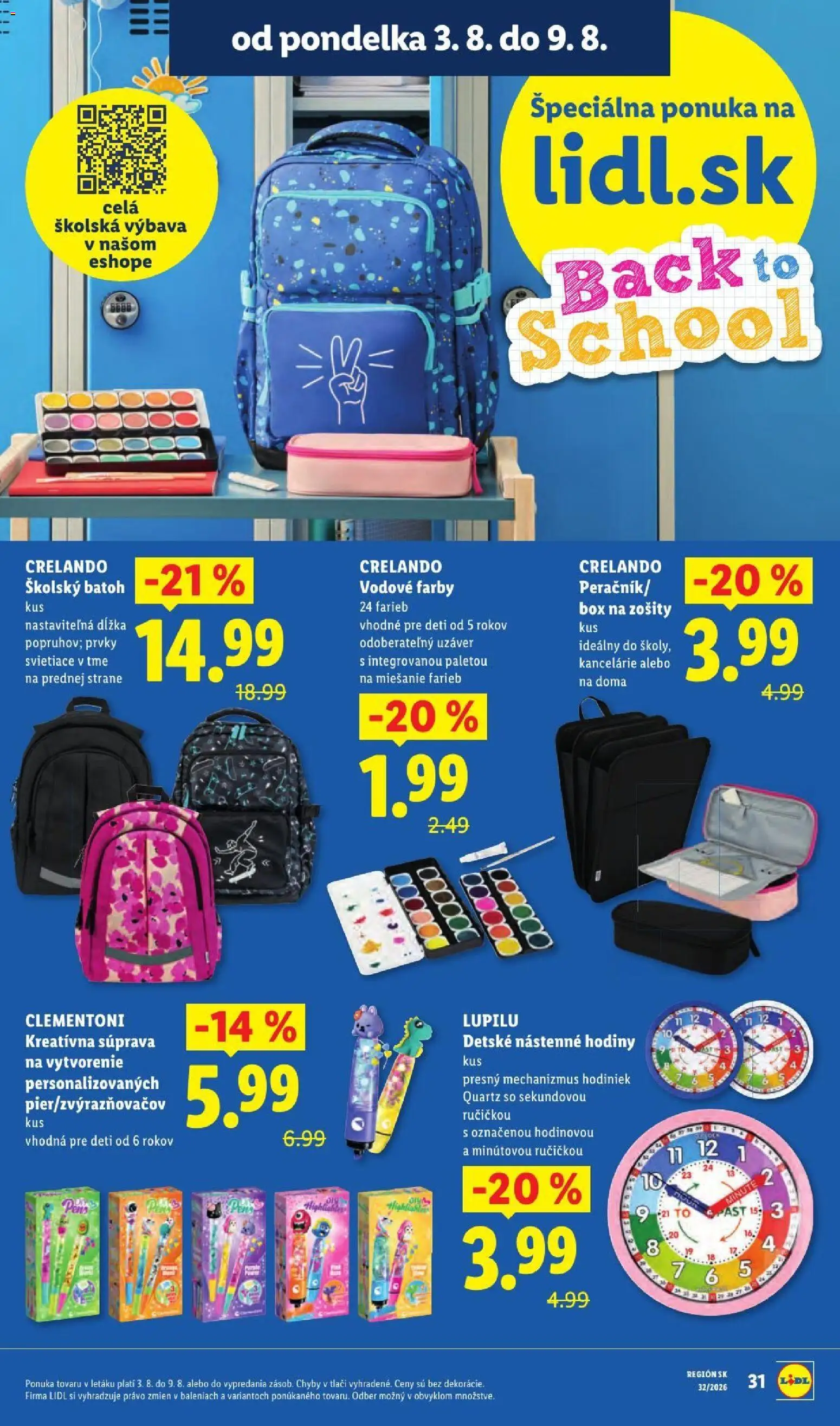 Nové Lidl akcie – leták je platný od 03.08.2026 | Strana: 8 | Produkty: Nástenne hodiny, Hodiny