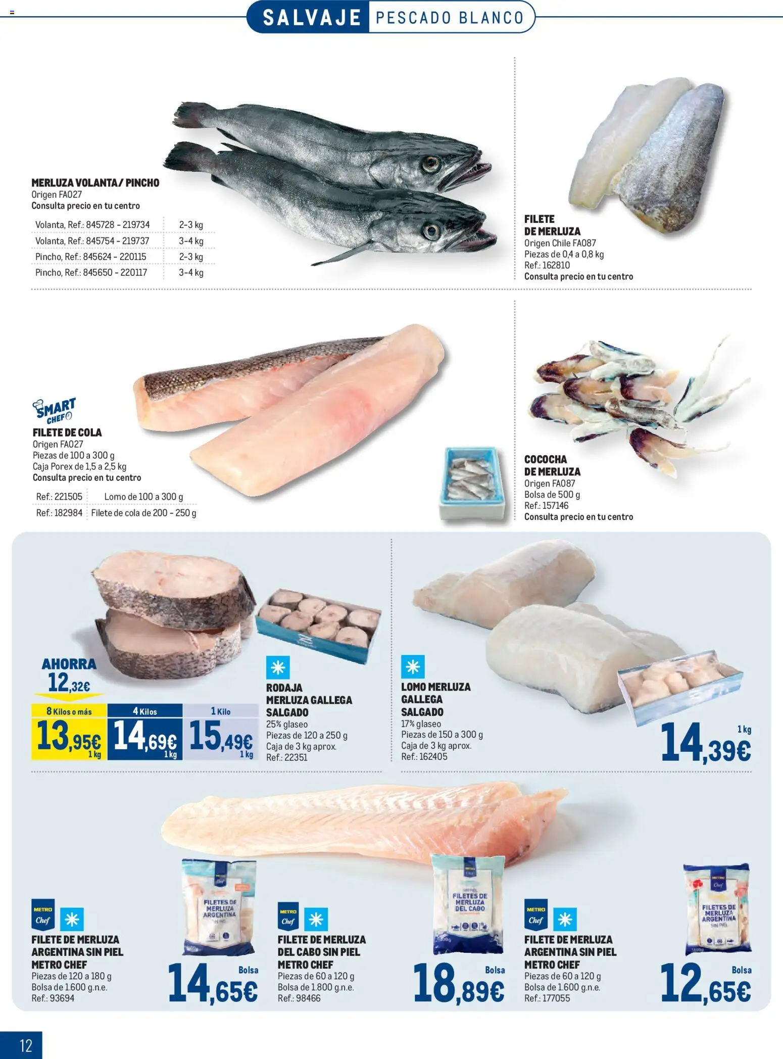 Makro Pescados │ válido desde el 06/07/2026 | Página: 12 | Productos: Pescado, Filetes de merluza, Filete, Caja
