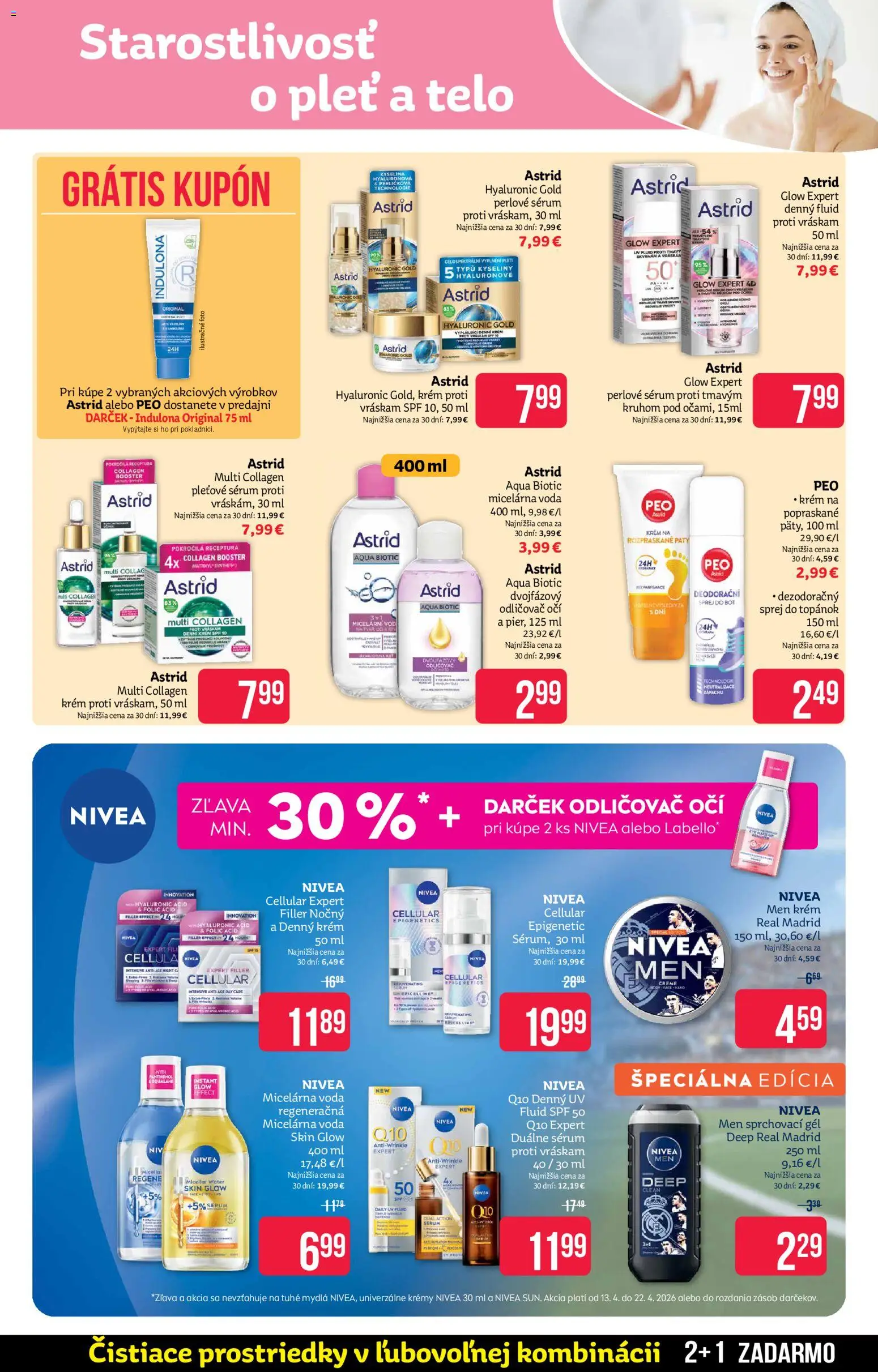 Nové Teta drogerie akcie – leták je platný od 13.04.2026 | Strana: 5 | Produkty: Odličovač, Odličovač očí, Krém, Indulona