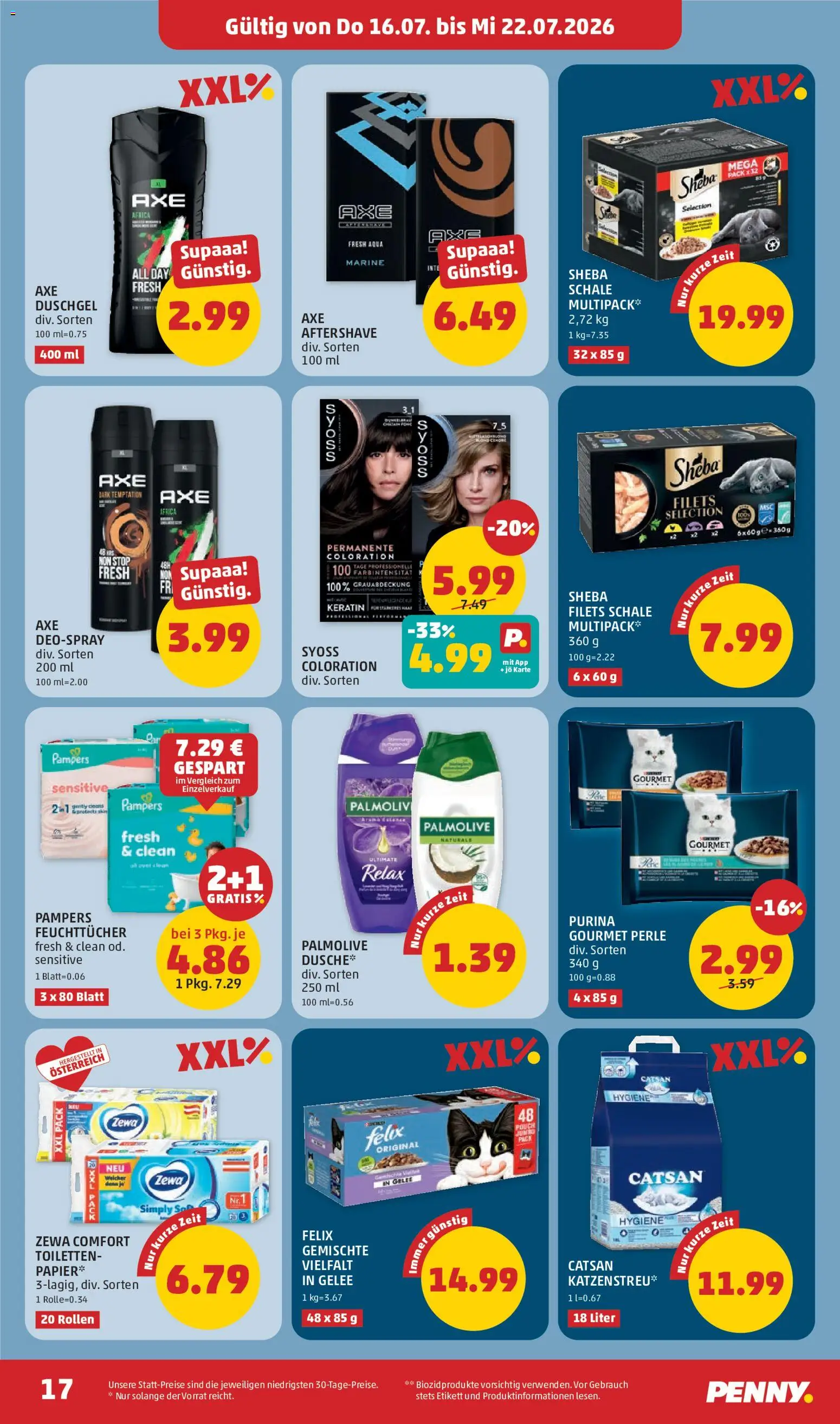 Penny Markt Flugblatt gültig ab 16.07.2026 | Seite: 17 | Produkte: Pampers, Duschgel