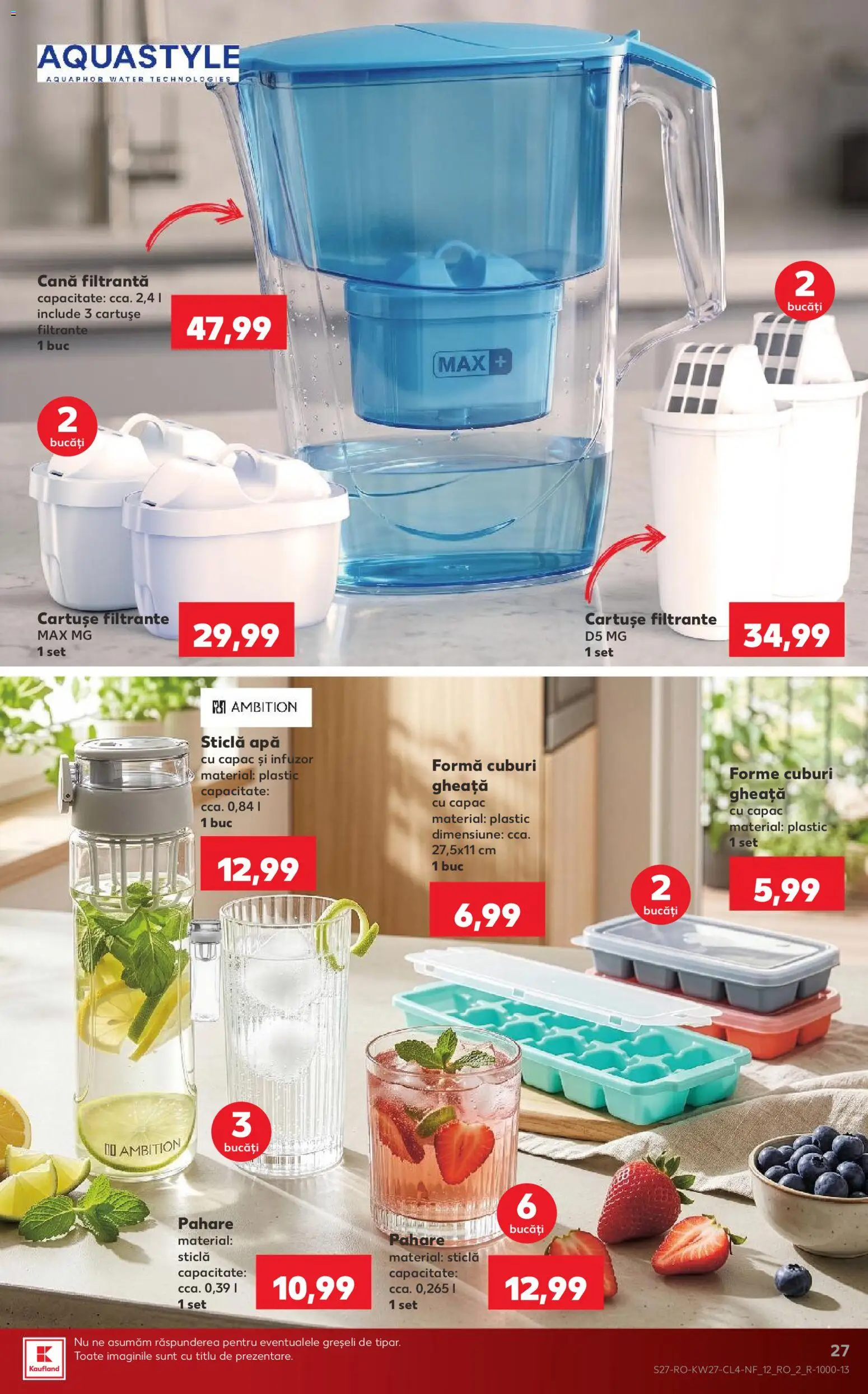 Noul catalog Kaufland – valabil de la 01.07.2026 | Pagină: 27 | Produse: Pahare, Apă