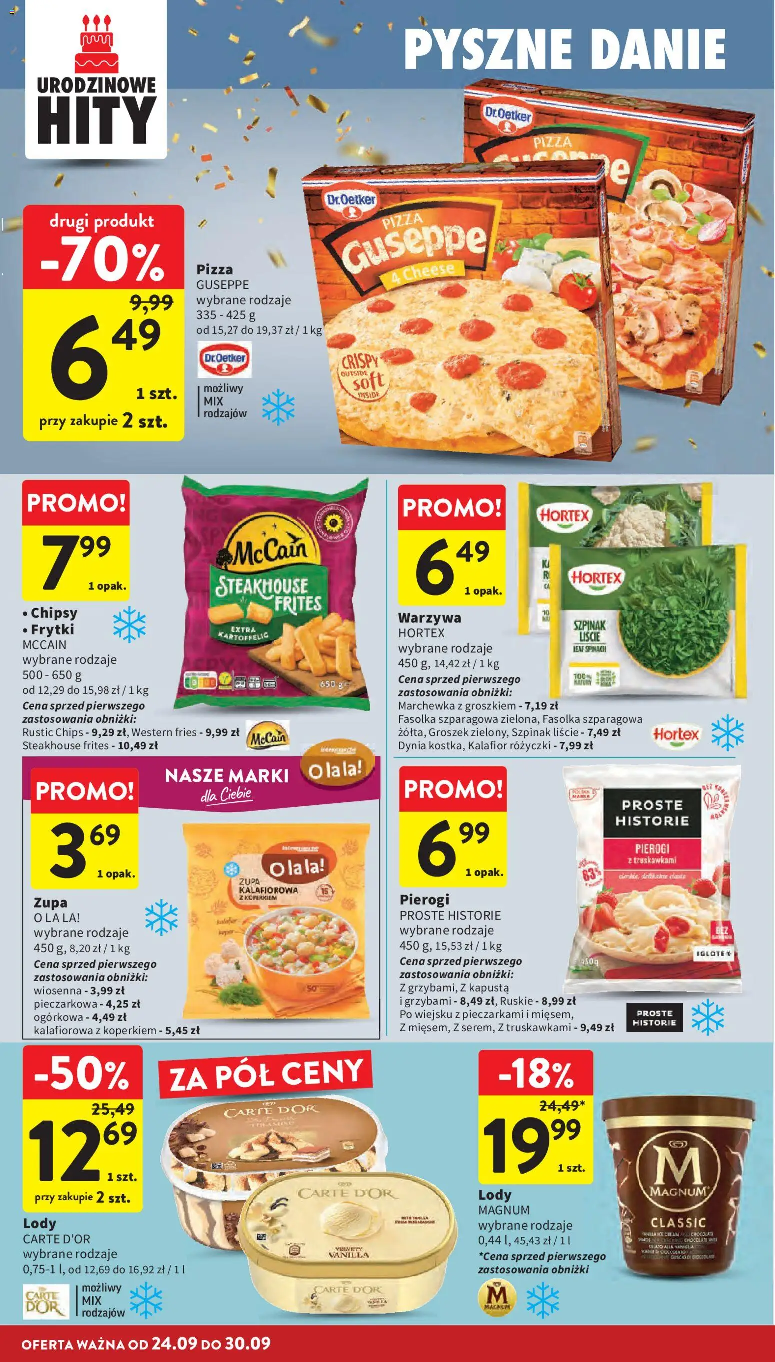 Intermarche gazetka od 24.09.2026 | Strona: 22 | Produkty: Pizza, Lody Magnum, Lody, Warzywa