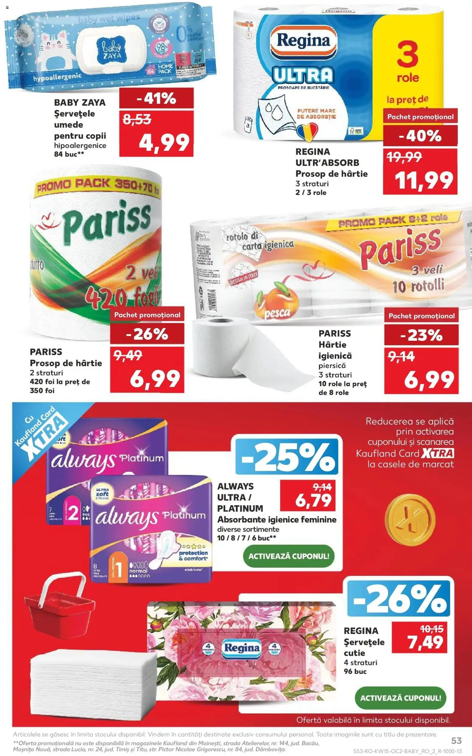 Noul catalog Kaufland – valabil de la 08.04.2026 | Pagină: 53 | Produse: Prosoape de bucătărie, Role, Șervețele umede, Absorbante