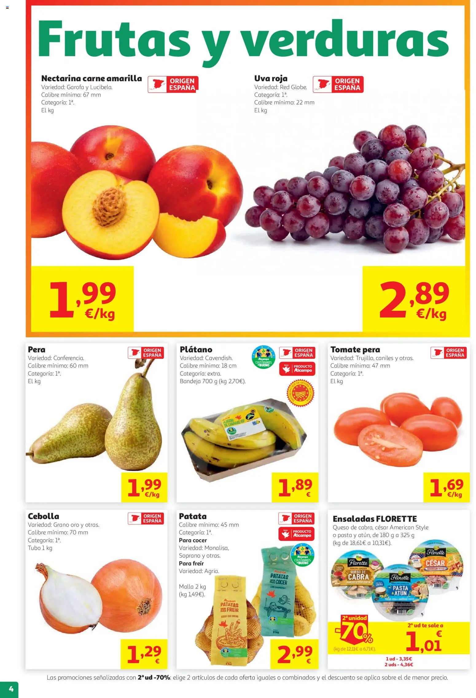 Alcampo folleto │ válido desde el 27/08/2026 | Página: 4 | Productos: Queso, Pasta, Patatas, Bandeja