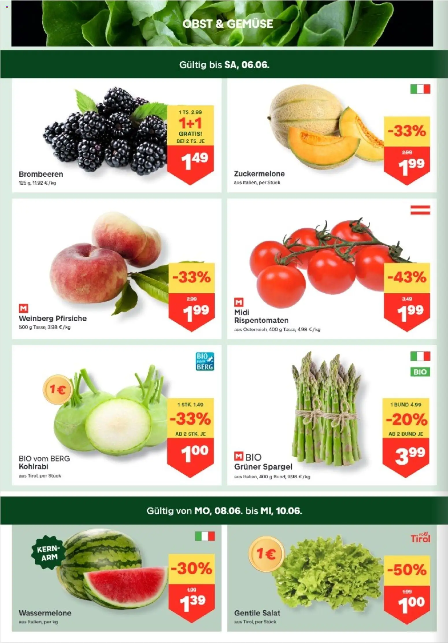 MPREIS Anras gültig ab 03.06.2026 | Seite: 2 | Produkte: Salat, Gemüse, Obst, Wassermelone