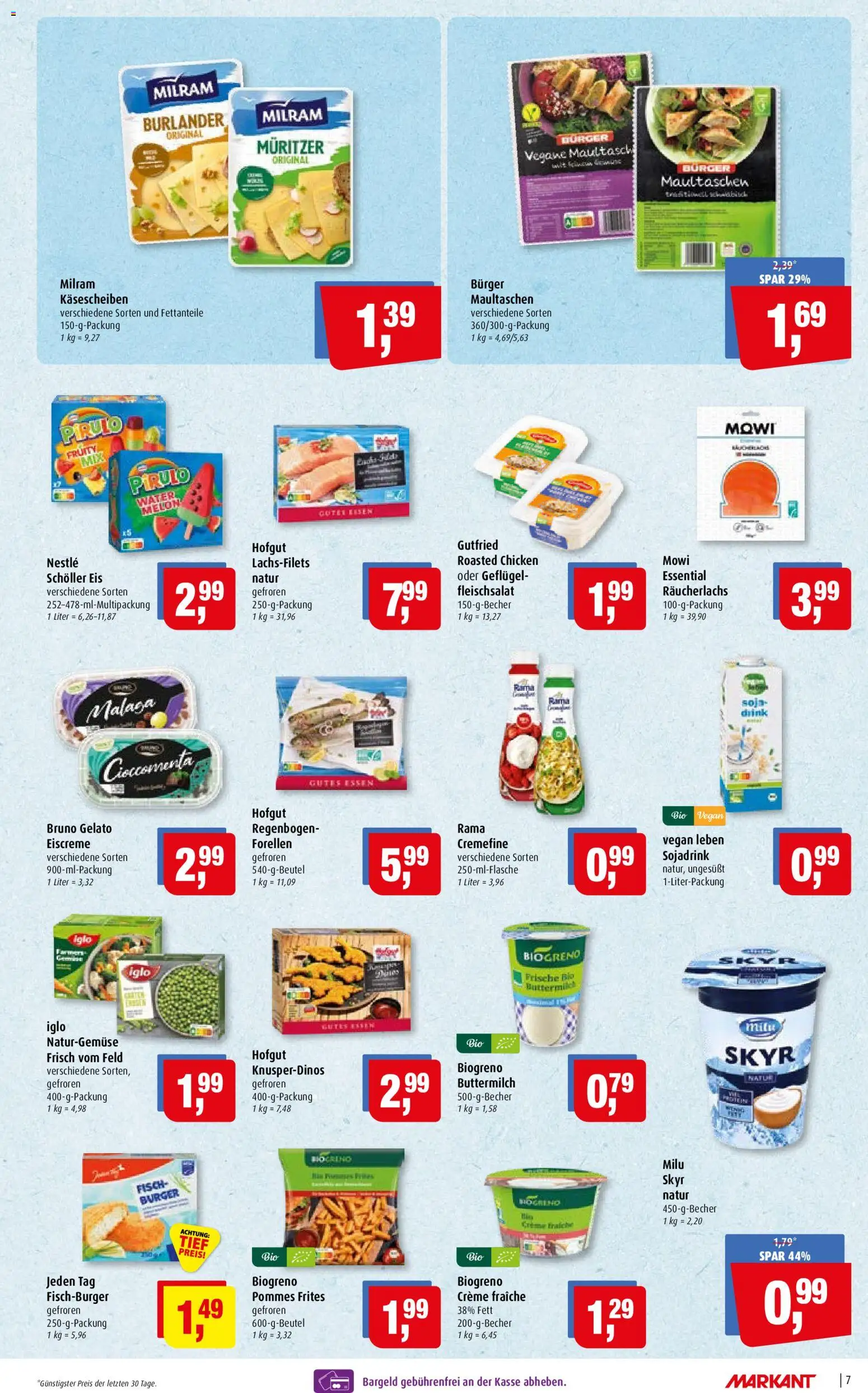 Markant Prospekt – gültig ab 02.11.2026 | Seite: 7 | Produkte: Burger, Skyr, Milram, Maultaschen
