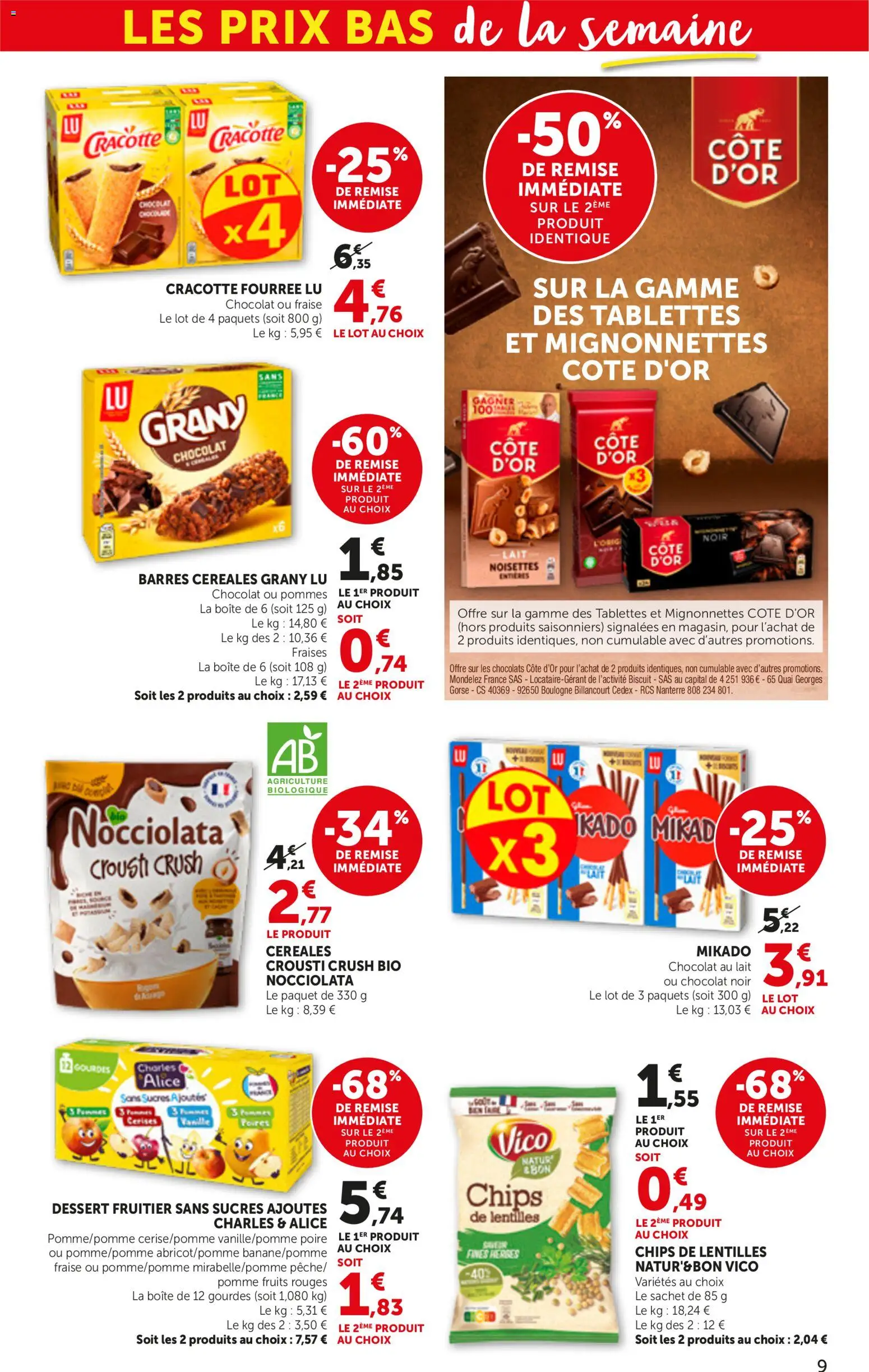 {H1} | Page: 9 | Produits: Poire, Chocolat noir, Dessert, Fruits