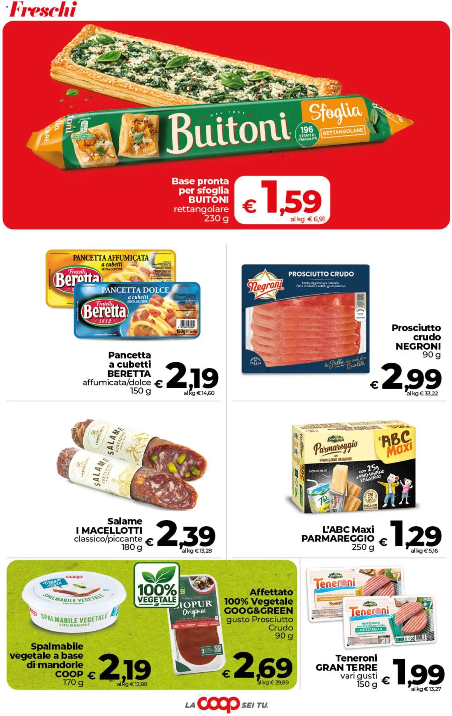 Volantino COOP del 13/10/2026 | Pagina: 9 | Prodotti: Senza glutine, Prosciutto Crudo, Parmigiano reggiano, Hamburger