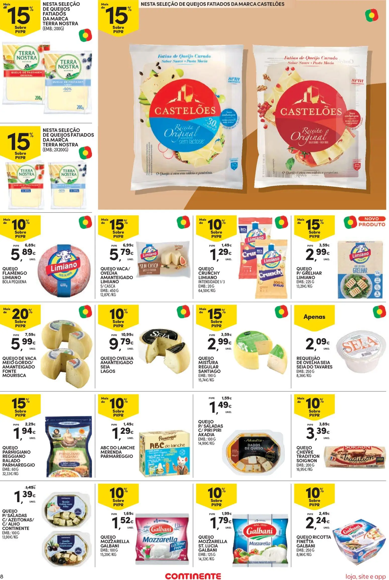 Continente Semanal Continente Bom Dia │ válido de 21/07/2026 | Página: 8 | Produtos: Cálcio, Saladas, Queijo, Requeijão