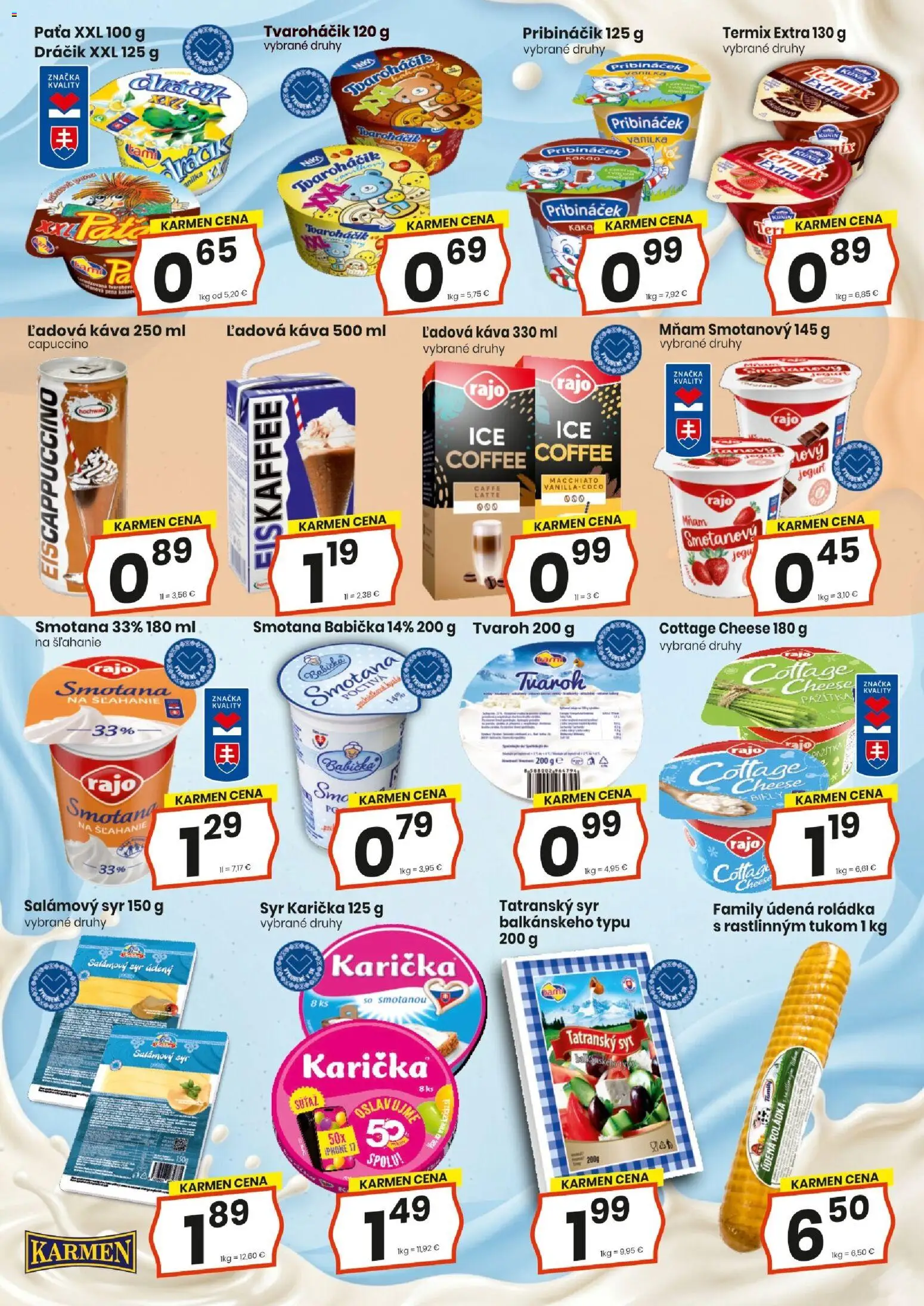 Nové KARMEN CBA akcie – leták je platný od 16.07.2026 | Strana: 6 | Produkty: Jogurt, Pažítka, Káva, Pribináčik