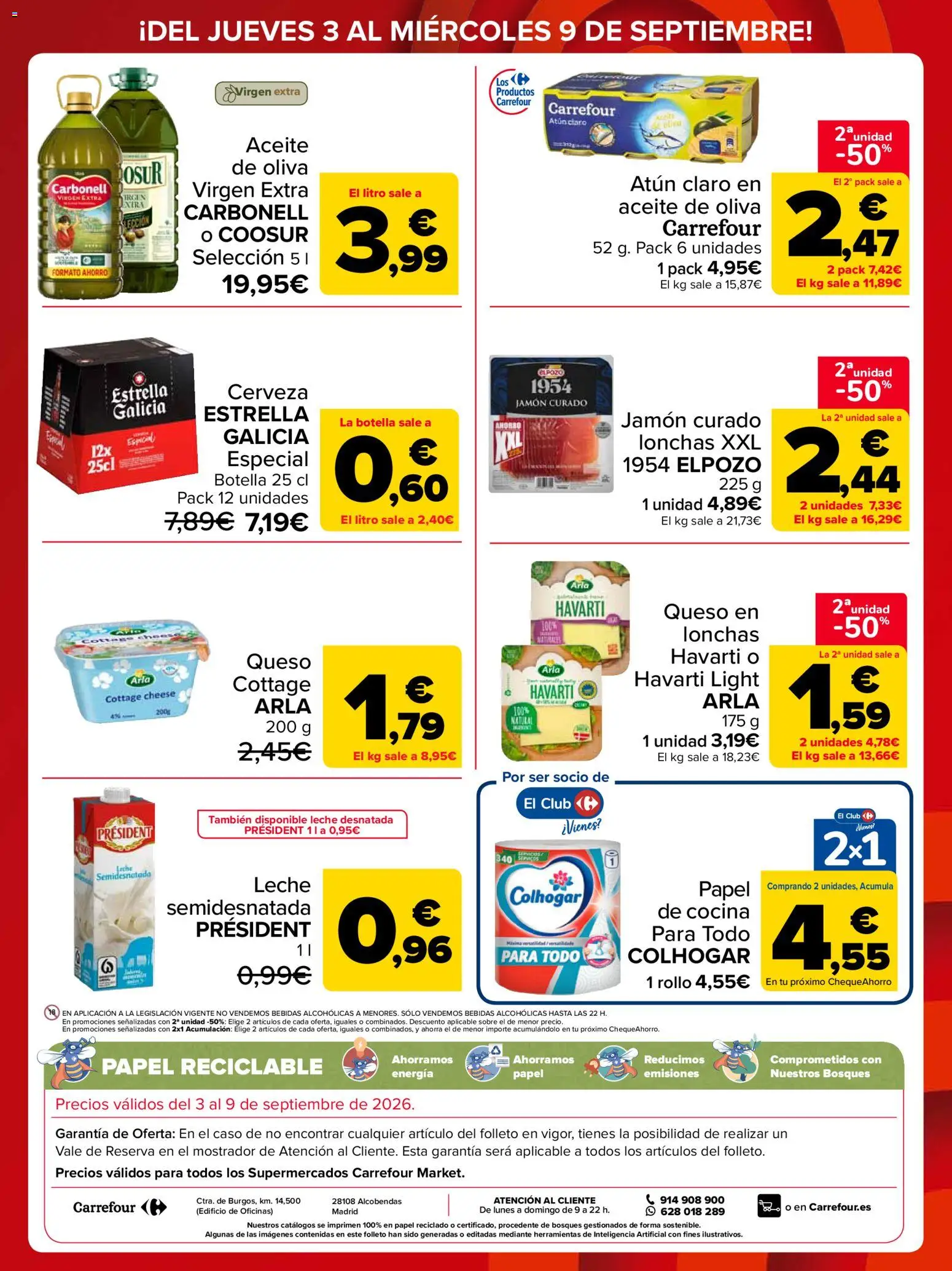 Carrefour Market Precio Imbatible │ válido desde el 03/09/2026 | Página: 2 | Productos: Leche semidesnatada, Cocina, Bebidas, Atún claro