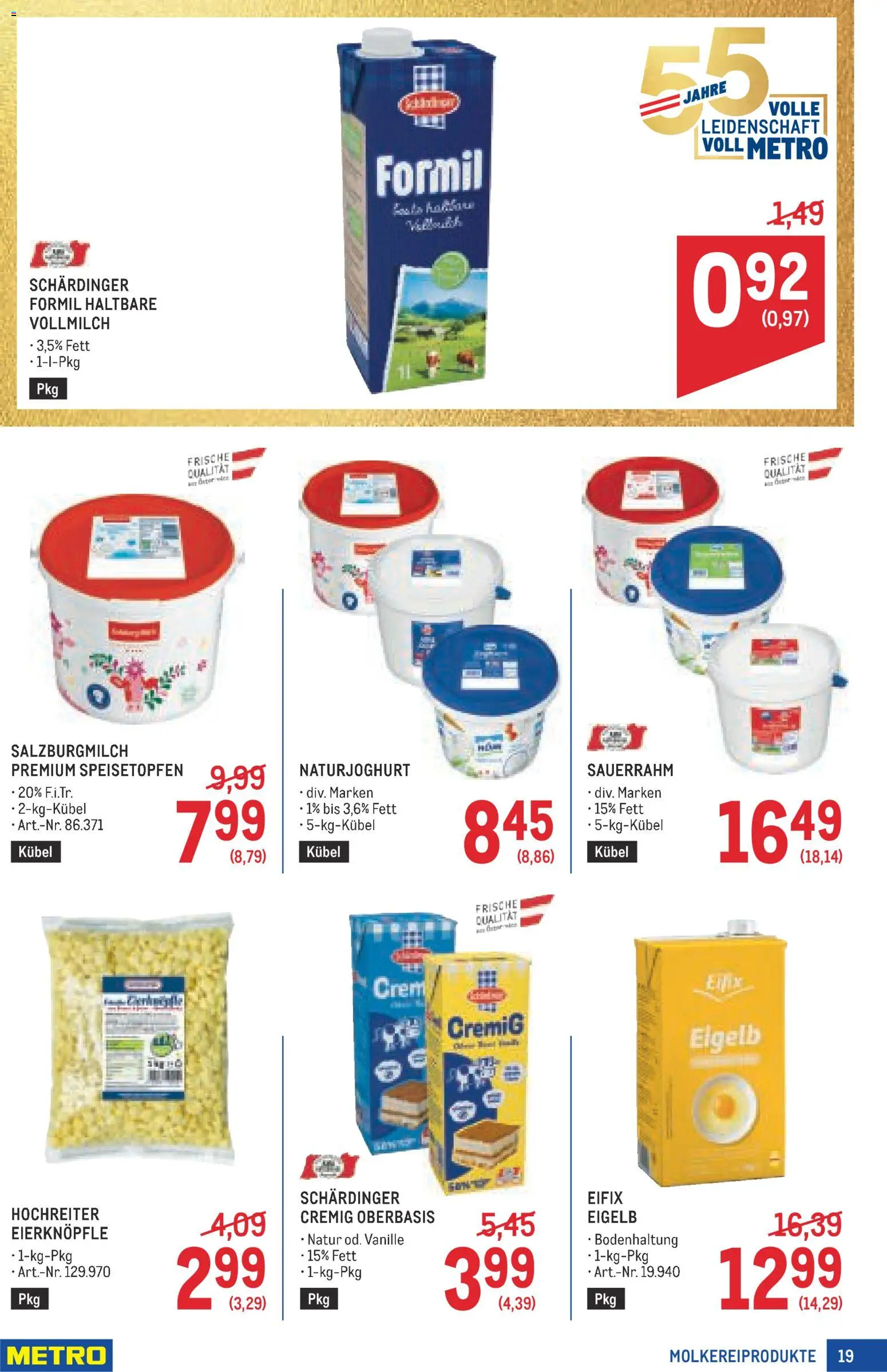 Metro angebote Profi gültig ab 29.10.2026 | Seite: 19 | Produkte: Vanille, Vollmilch, Sauerrahm