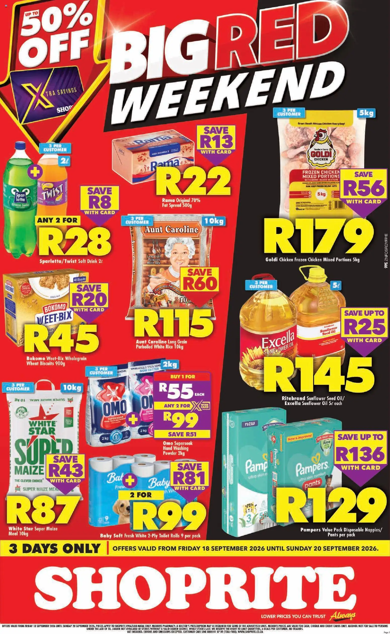 New Shoprite catalogue – valid from 18/09/2026 | Page: 1 | Products: Spread, Alcohol, Box, Chicken