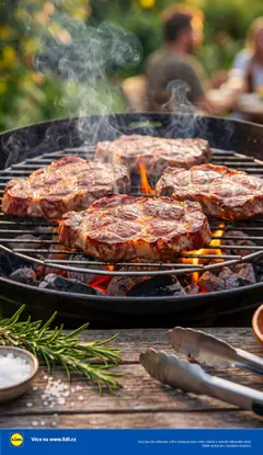 Náhled letáku Steak, Grilled steak on a barbecue with flames and smoke. od 05.05.2026 | Strana: 26 | Produkty: Steak